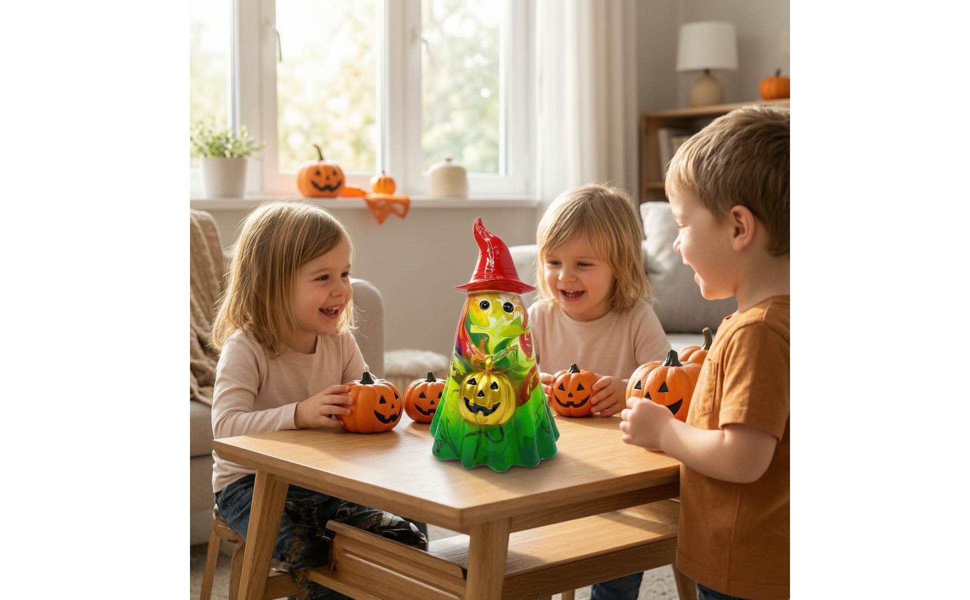 Ghost Figurine with Witch Hat Seasonal Ghost Figurine with Pumpkin Cute