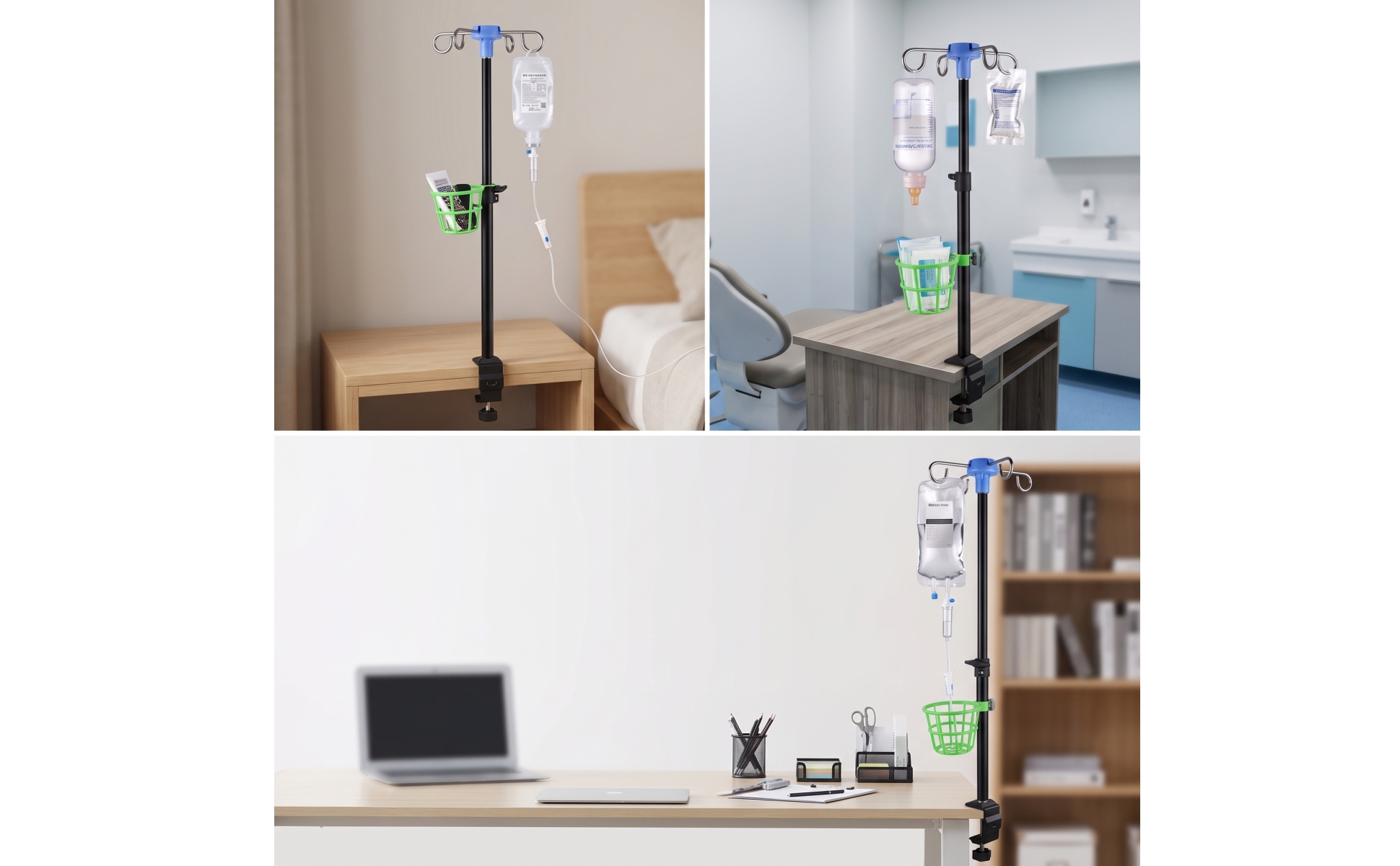 Telescoping Bedside Stand Height-Adjustable for Home Care, Patients, Caregivers