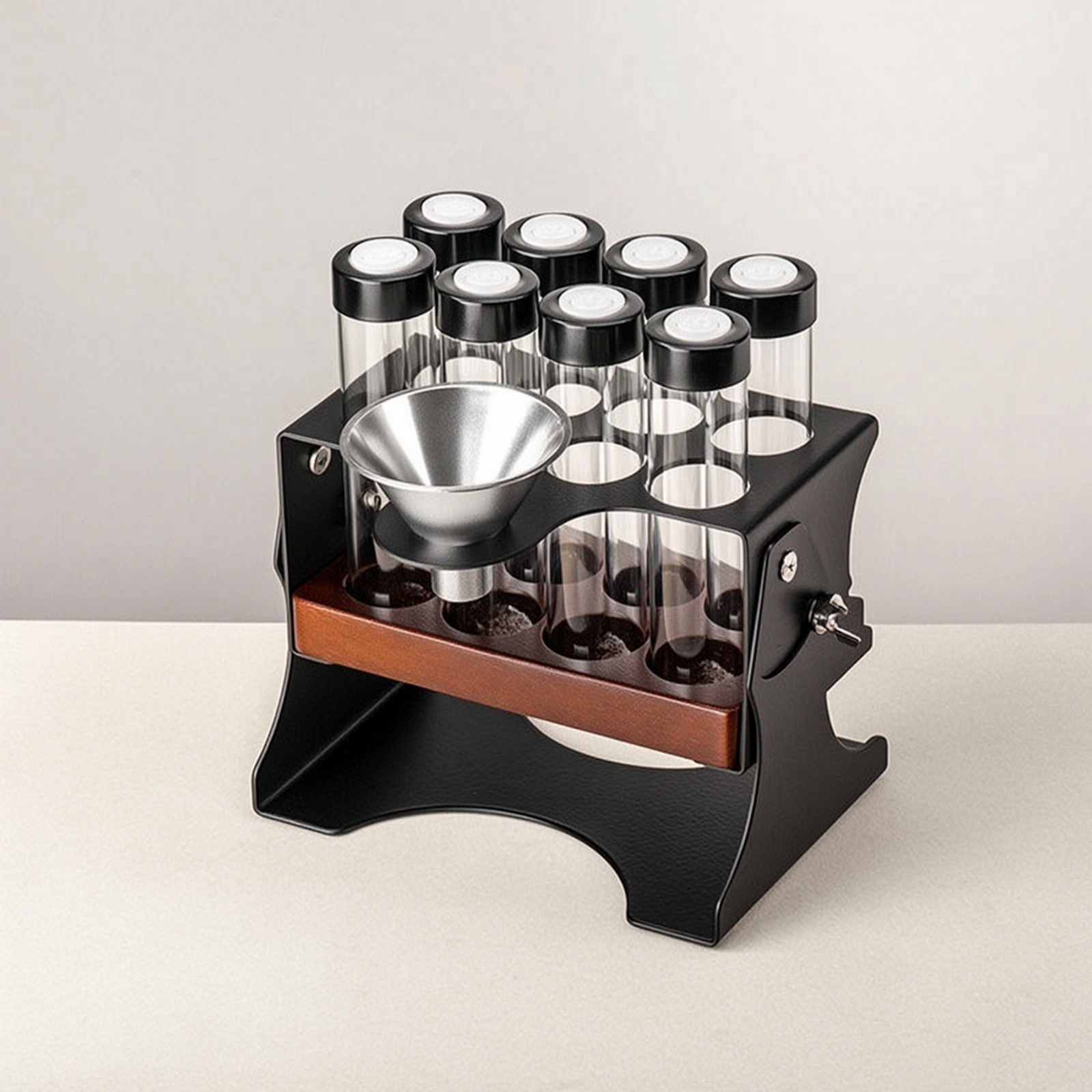Kaffeebohnen-Organizer mit Glasröhrchen neigbar für Kaffeeecke, Kaffeeliebhaber - Produktbild 3