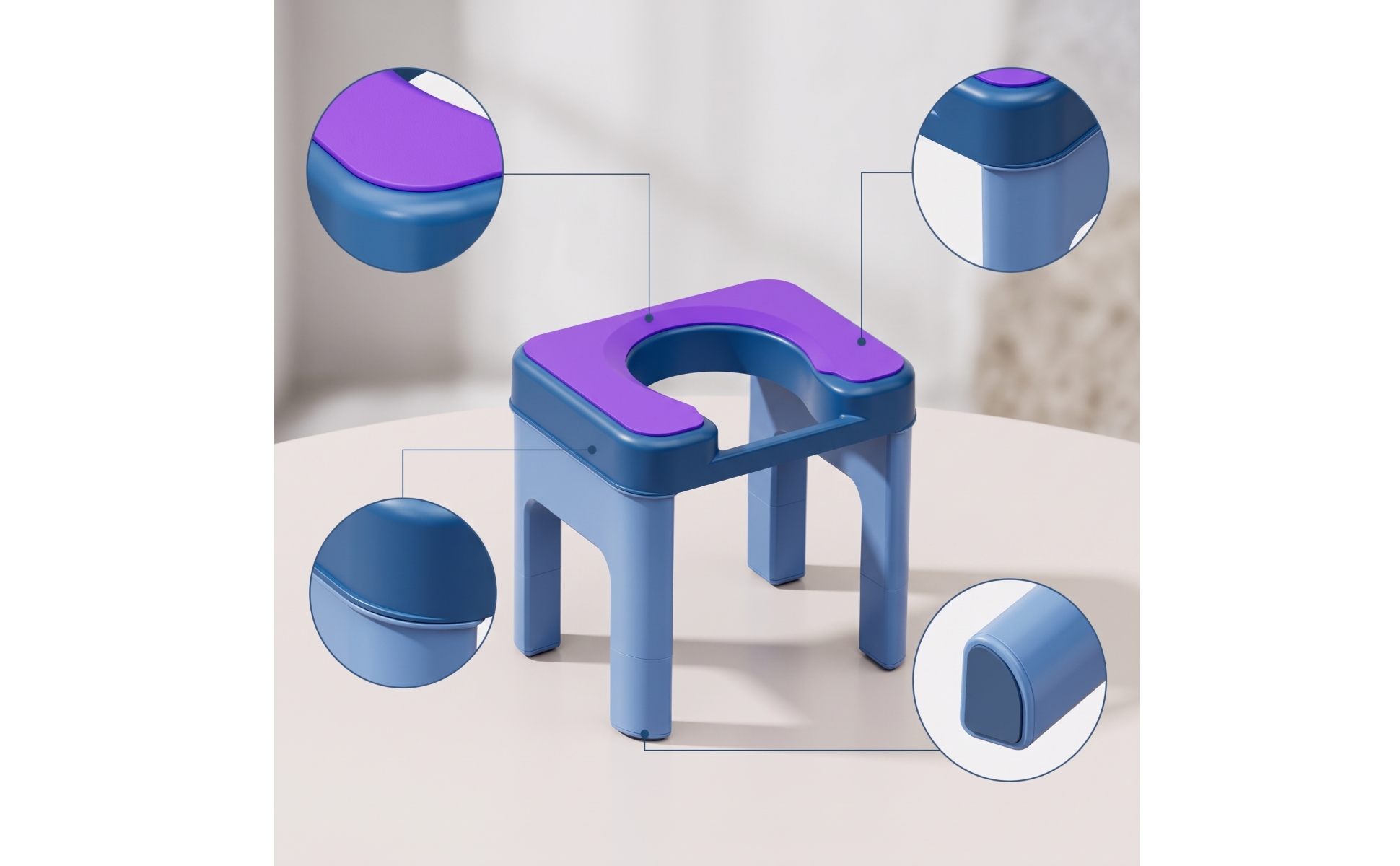 Squat-to-Sit Toilet Stool Anti-Slip Toilet Seating Aid Stable for Women