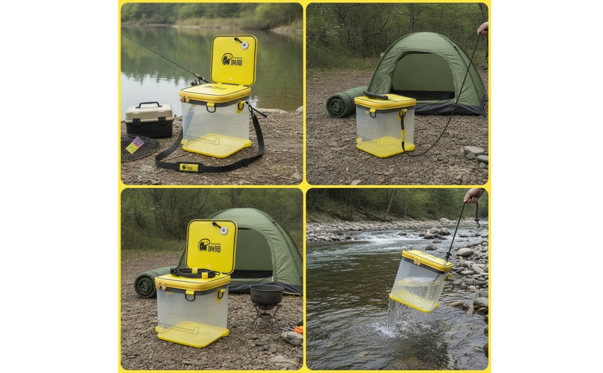 Angeleimer faltbar Köderfischeimer transparent für Outdoor, Camping, Angler