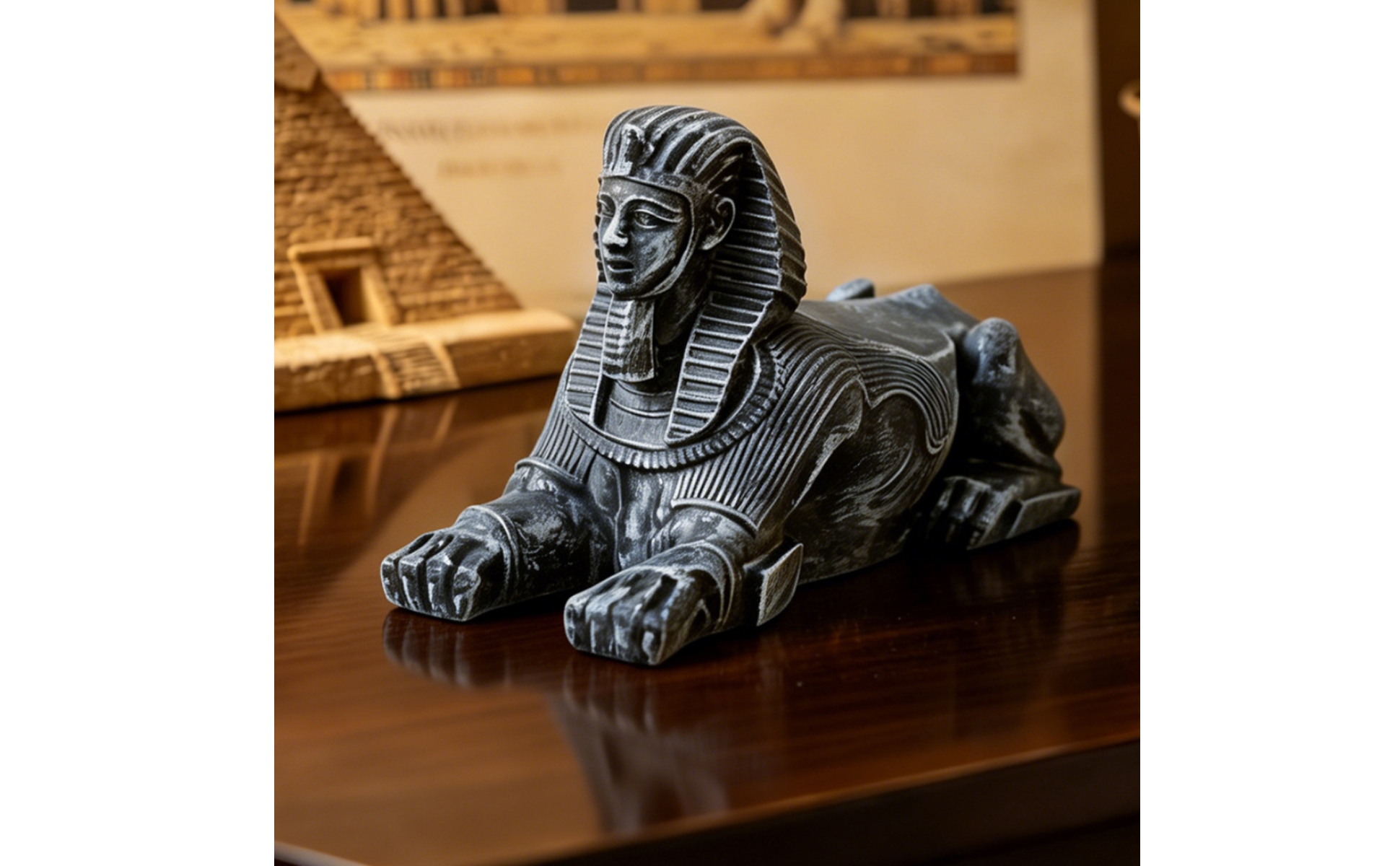 Egyptian Sphinx Figurine Stone-Look Sphinx Figurine Miniature for History Buffs
