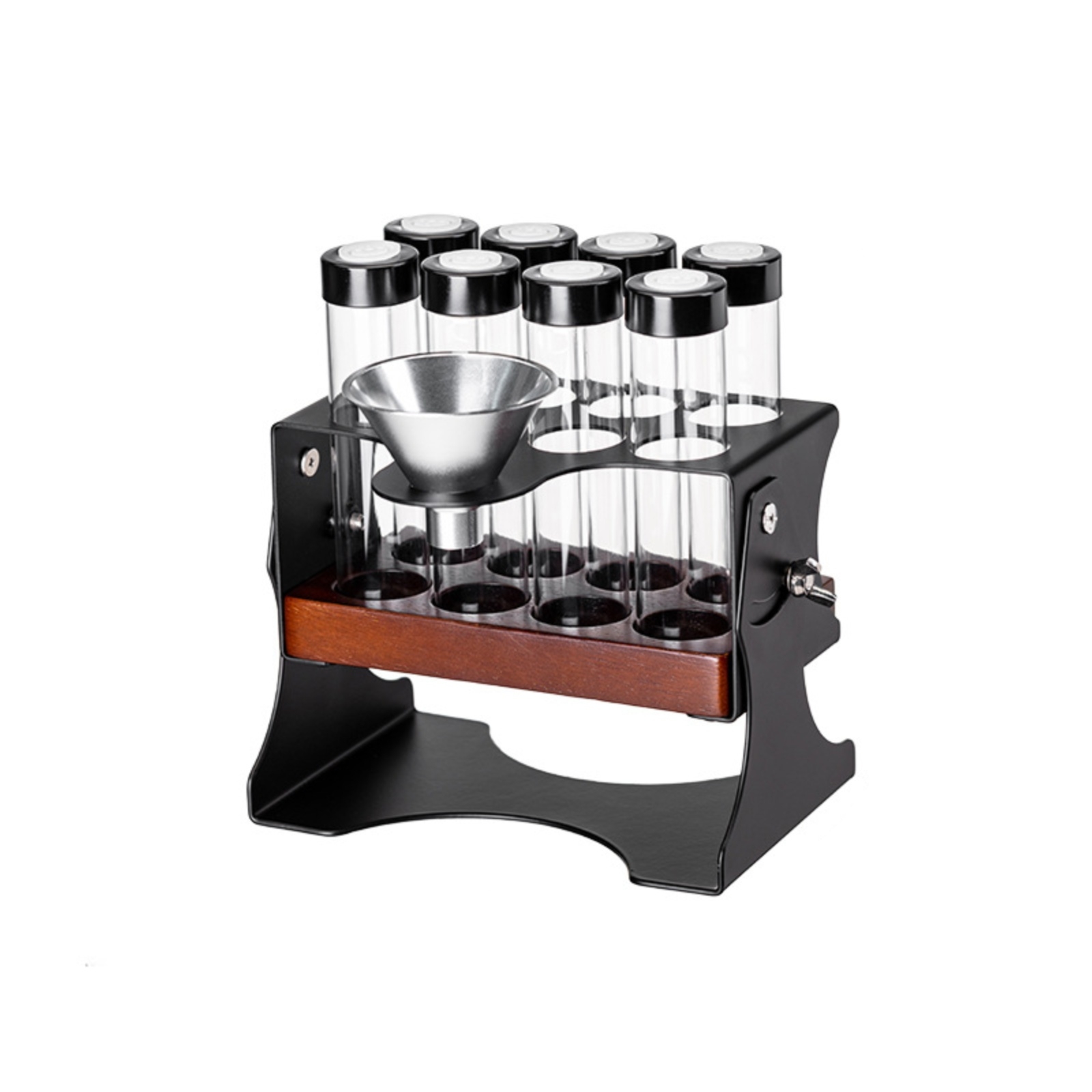 Kaffeebohnen-Organizer mit Glasröhrchen neigbar für Kaffeeecke, Kaffeeliebhaber