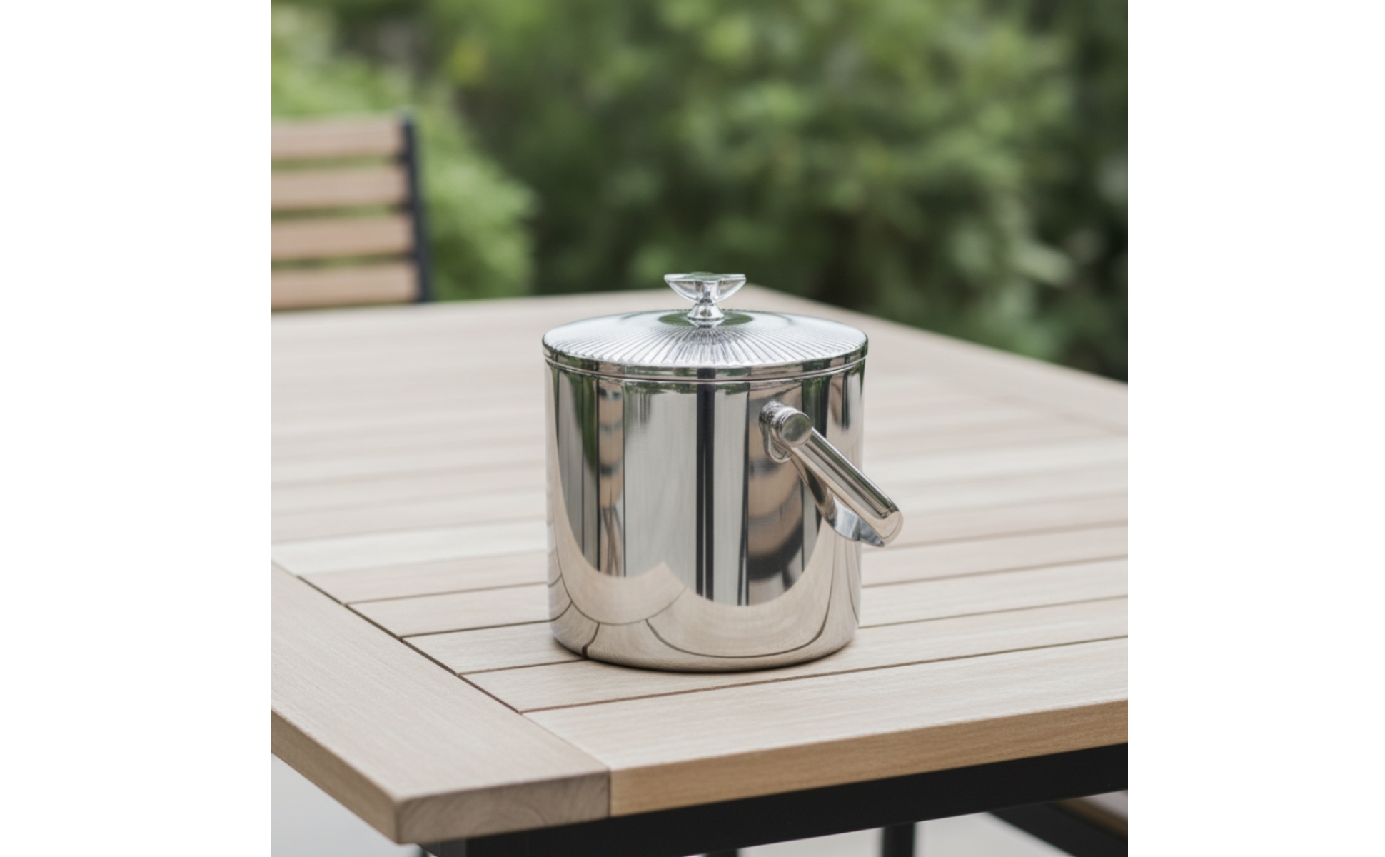 Ice Container with Lid Polished Stainless Steel Ice Container Sleek
