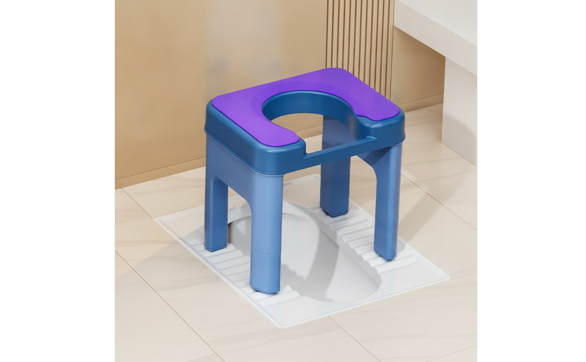 Squat-to-Sit Toilet Stool Anti-Slip Toilet Seating Aid Stable for Women