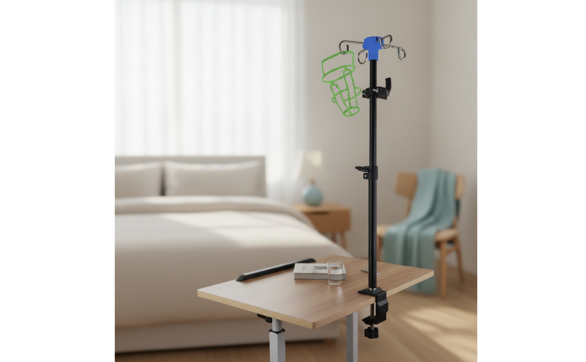 Telescoping Bedside Stand Height-Adjustable for Home Care, Patients, Caregivers
