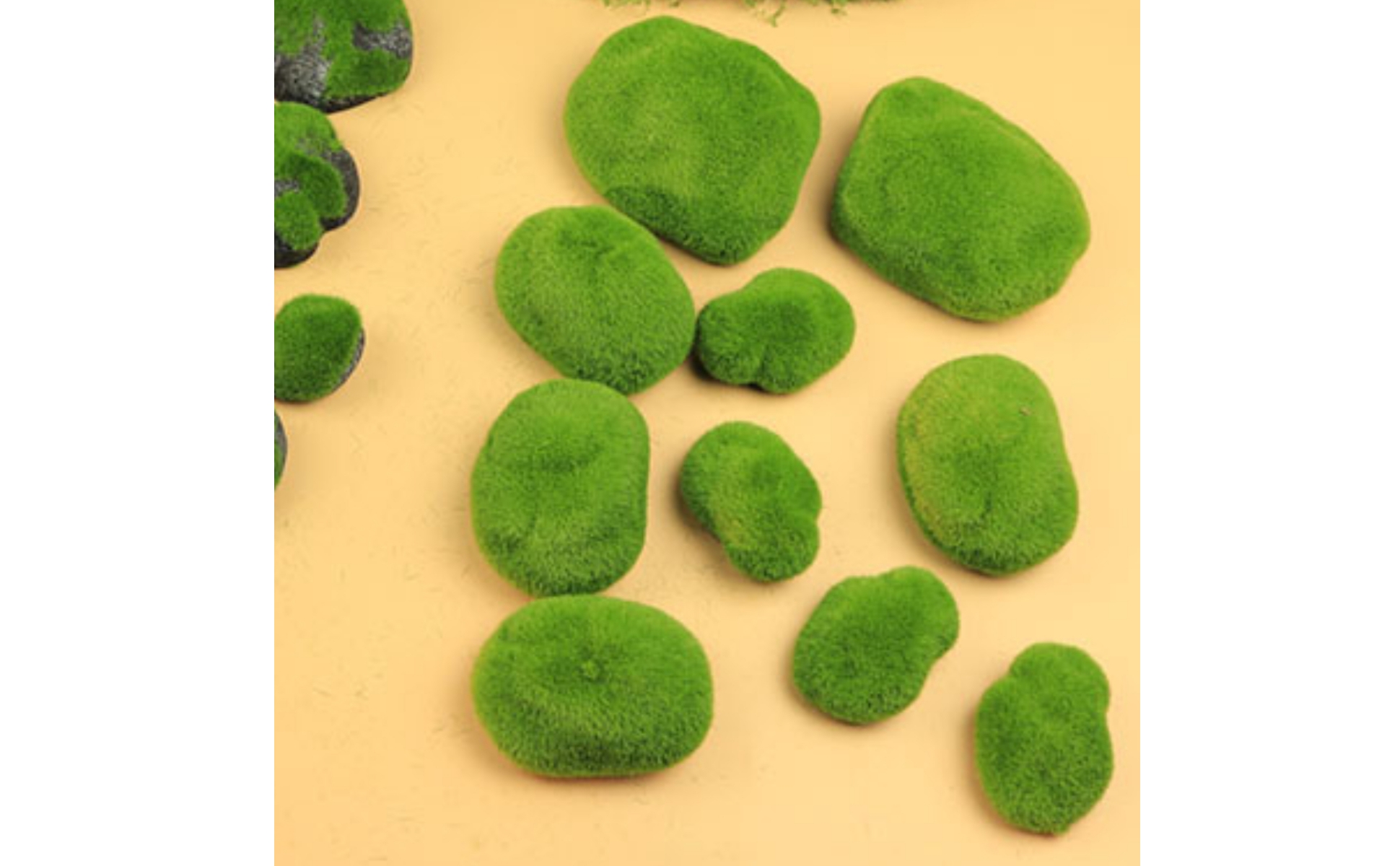 10 Pieces Flocked Lichen Stones Mossy Artificial Lichen Rocks Realistic