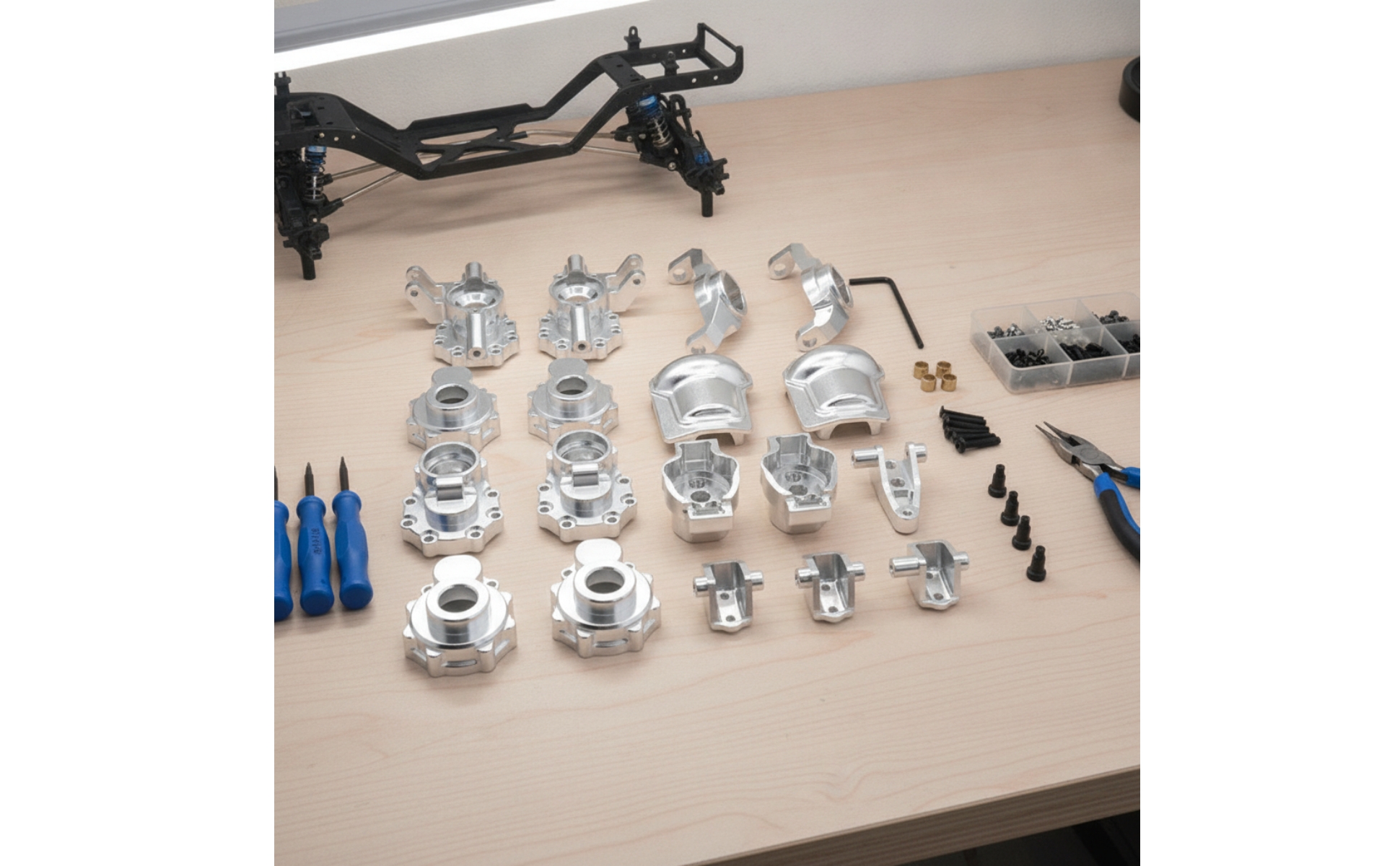 Steering Knuckles with C Hubs Upgrade RC Car Modification Kit Metal for Builders