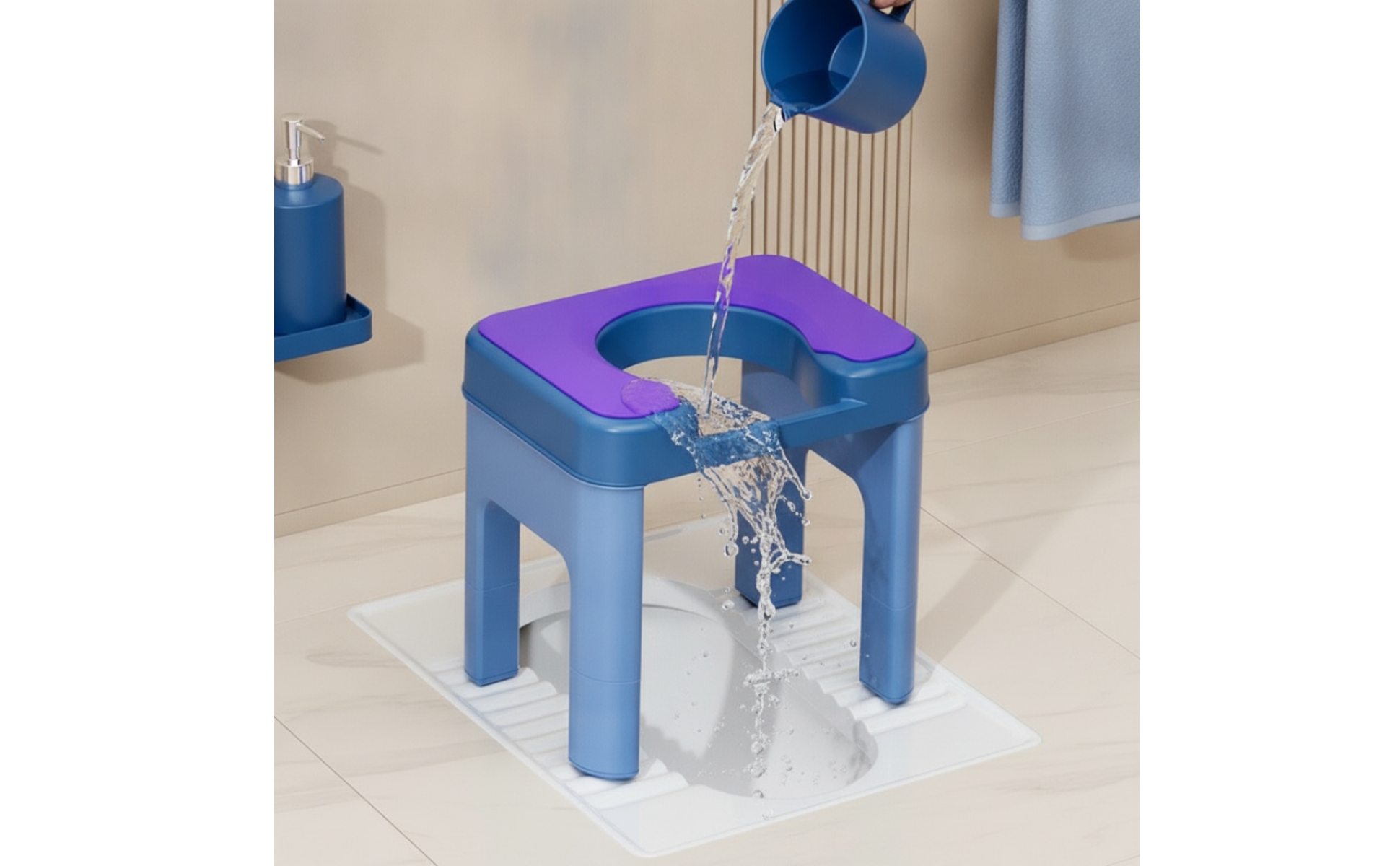 Squat-to-Sit Toilet Stool Anti-Slip Toilet Seating Aid Stable for Women