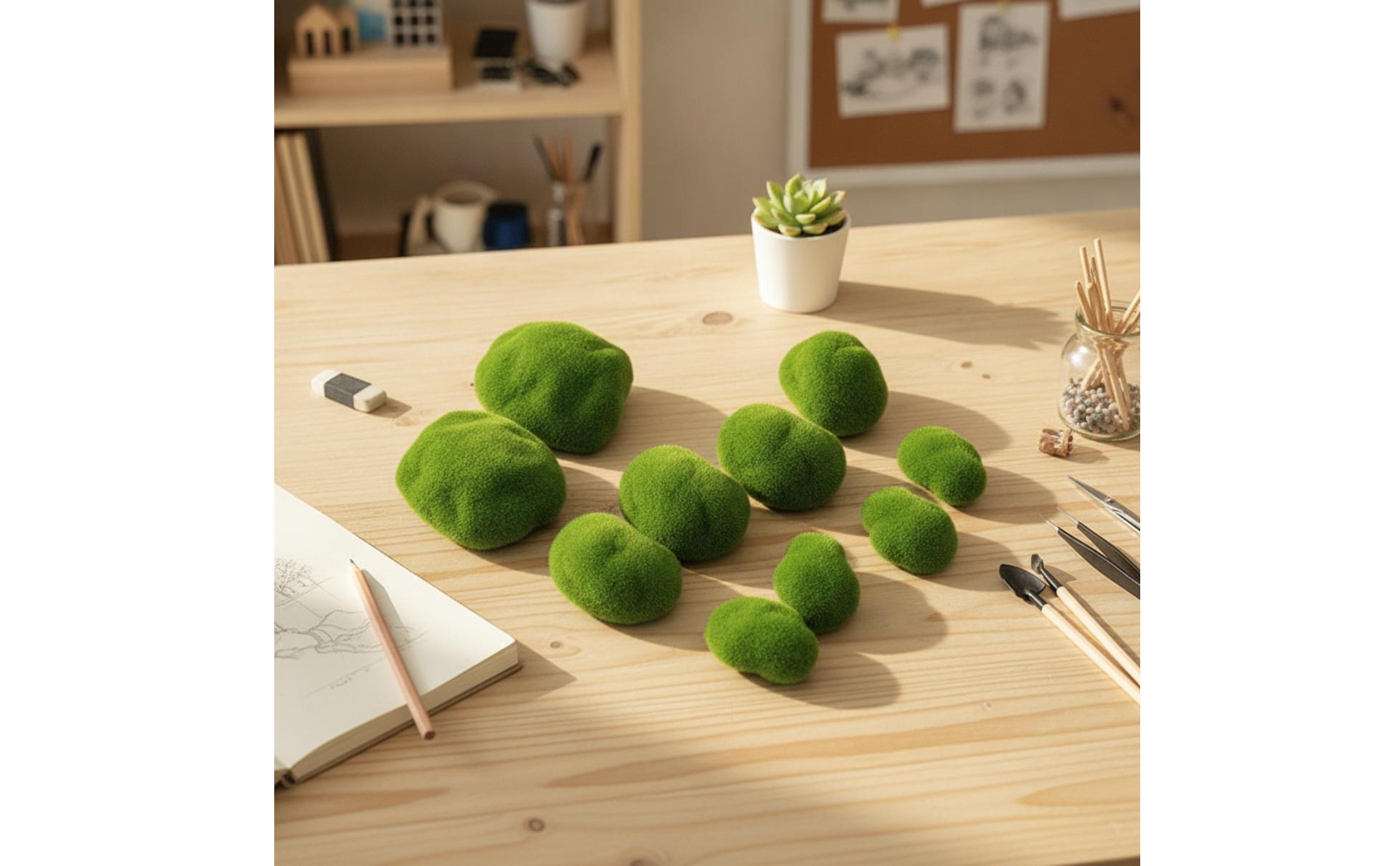 10 Pieces Flocked Lichen Stones Mossy Artificial Lichen Rocks Realistic