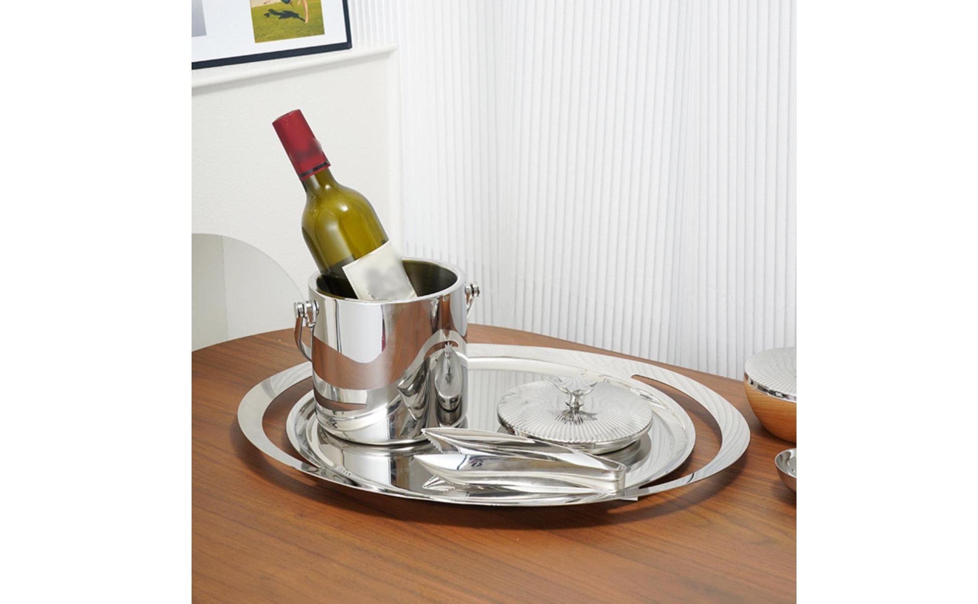 Ice Container with Lid Polished Stainless Steel Ice Container Sleek