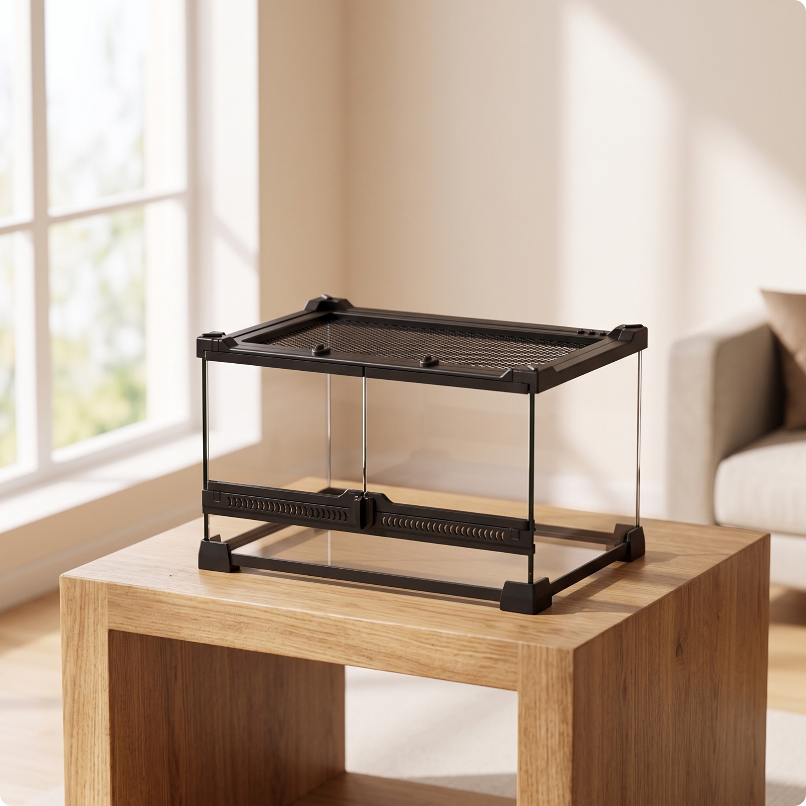 Reptile Terrarium Optimal Ventilation Terrarium with Screen Top Effortless