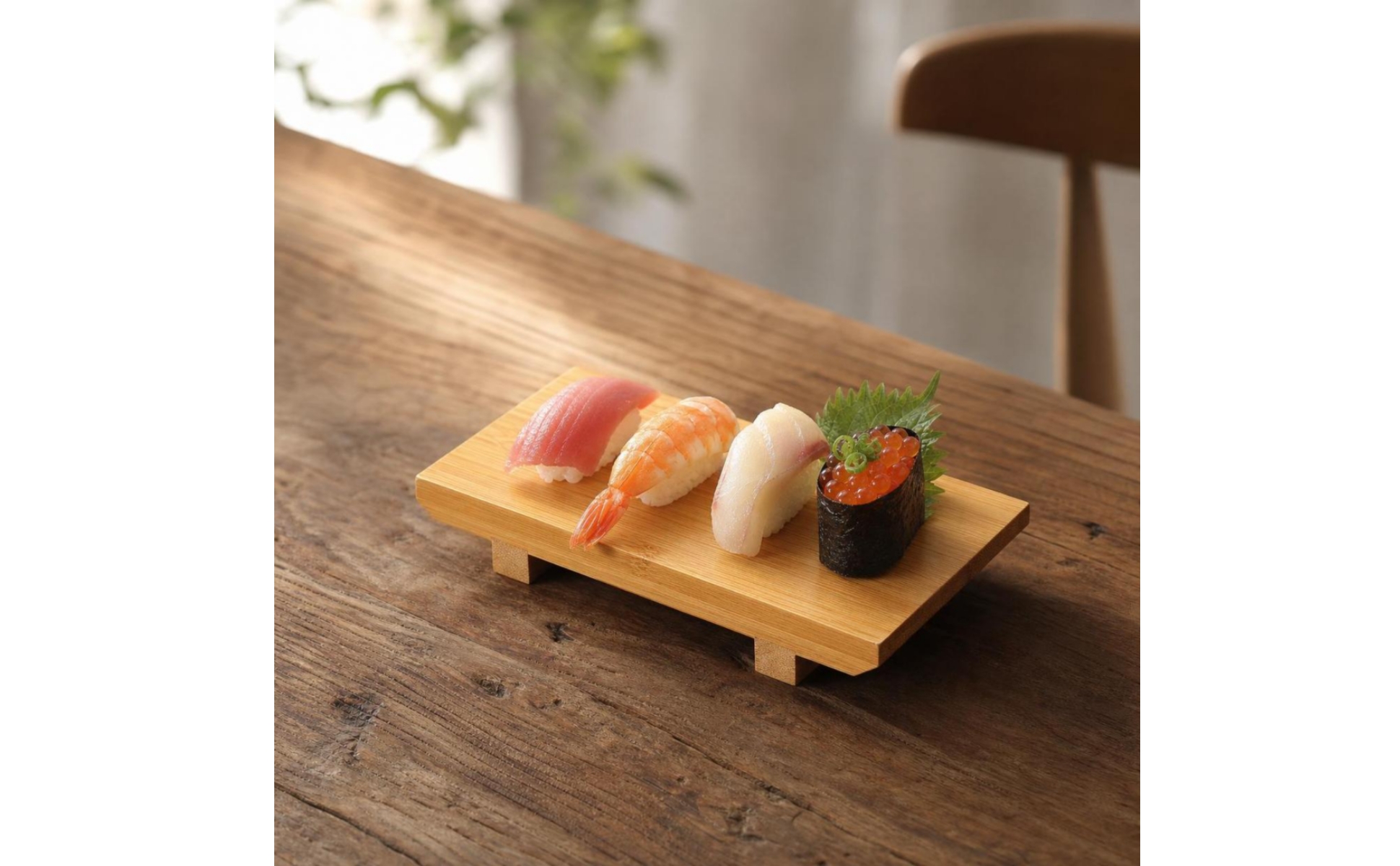 Sushi Serving Board Carbonized Sushi Board with Feet Japanese-Style