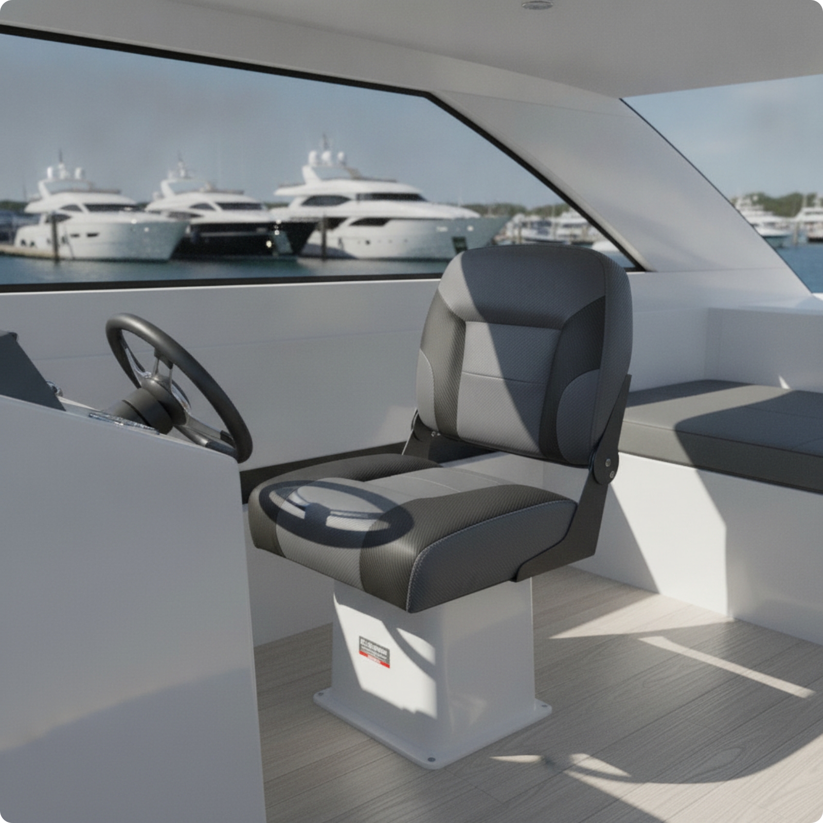 Boat Seat with Padded Backrest Comfortable Marine Chair with Cushions