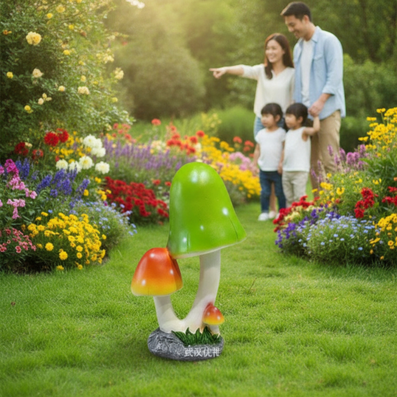 Pilz mit Steinoptik-Sockel Wetterfest Gartenfigur Realistisch für Hobbygärtner - Produktbild 6