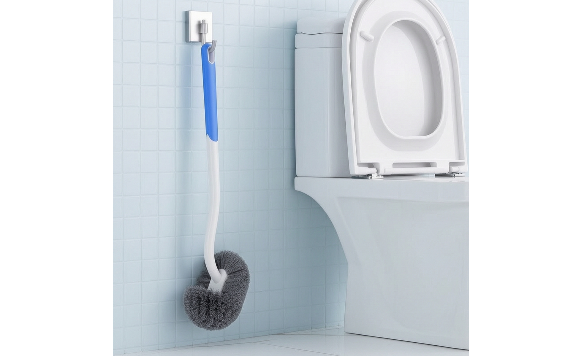 Toilet Brush with Holder Flexible Wall Mounted Toilet Brush Long-Handled