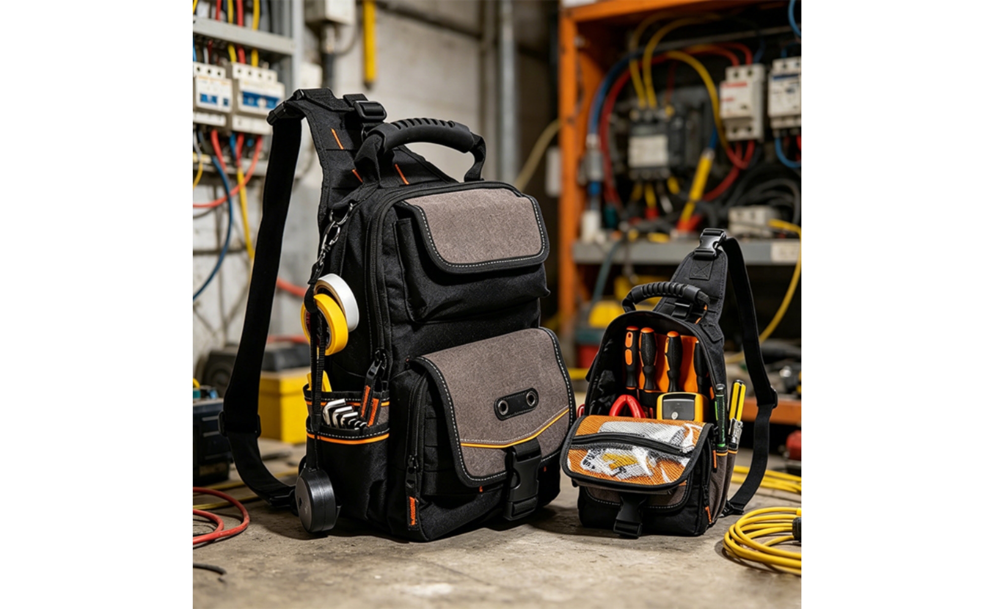 Multi-Pocket Tool Bag Compact Tool Bag with Shoulder Strap for Job Site, DIYers