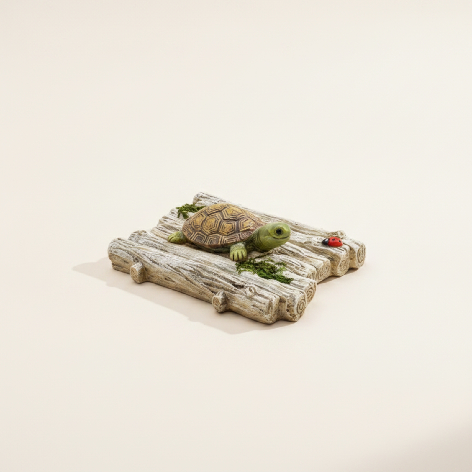Schildkröte mit Holzboot rustikal Schwimminsel mit Schildkröte detailliert - Produktbild 4