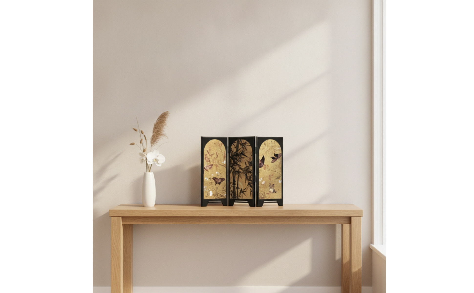 Tabletop Screen Ornament Arched Three-Panel Screen with Intended for Desk