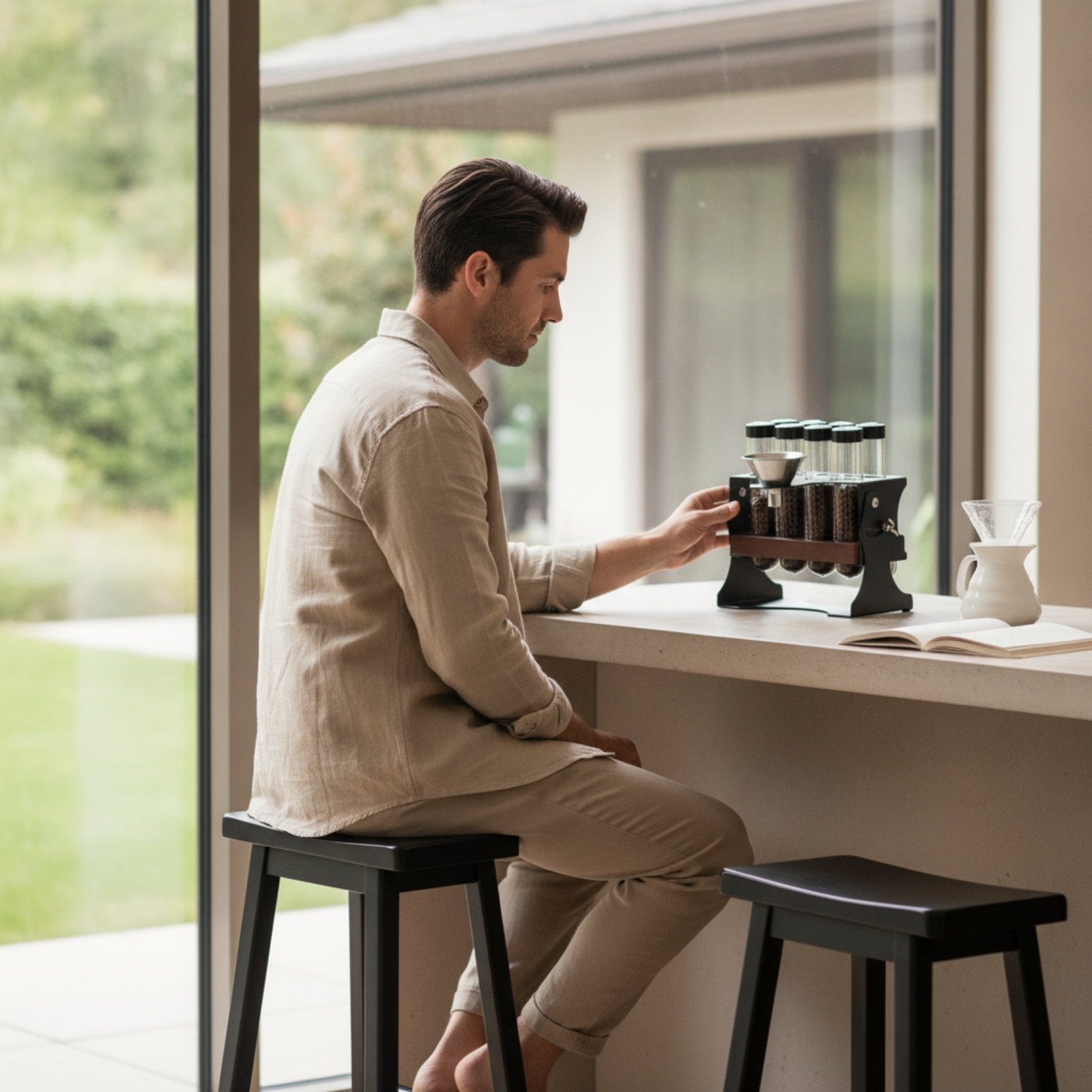 Kaffeebohnen-Organizer mit Glasröhrchen neigbar für Kaffeeecke, Kaffeeliebhaber - Produktbild 8