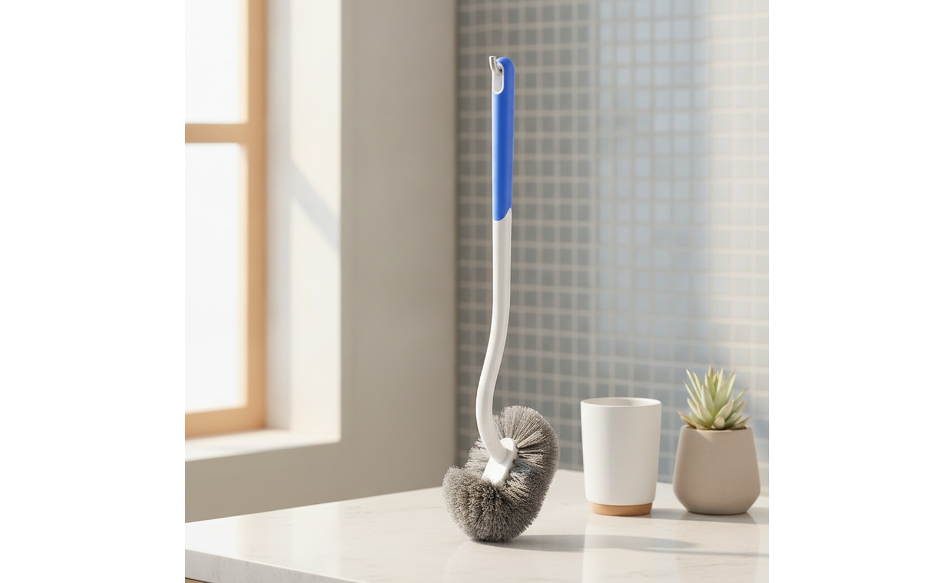 Toilet Brush with Holder Flexible Wall Mounted Toilet Brush Long-Handled