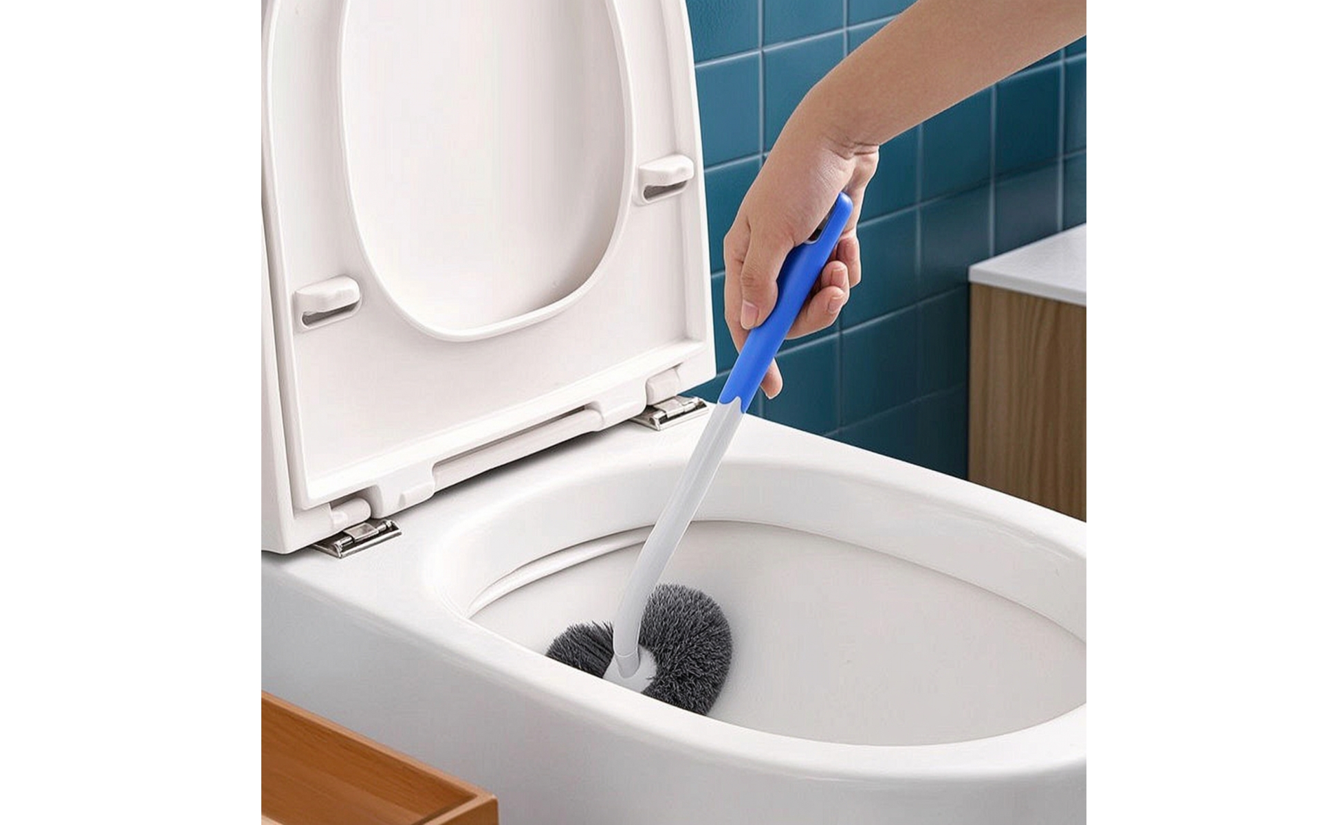 Toilet Brush with Holder Flexible Wall Mounted Toilet Brush Long-Handled