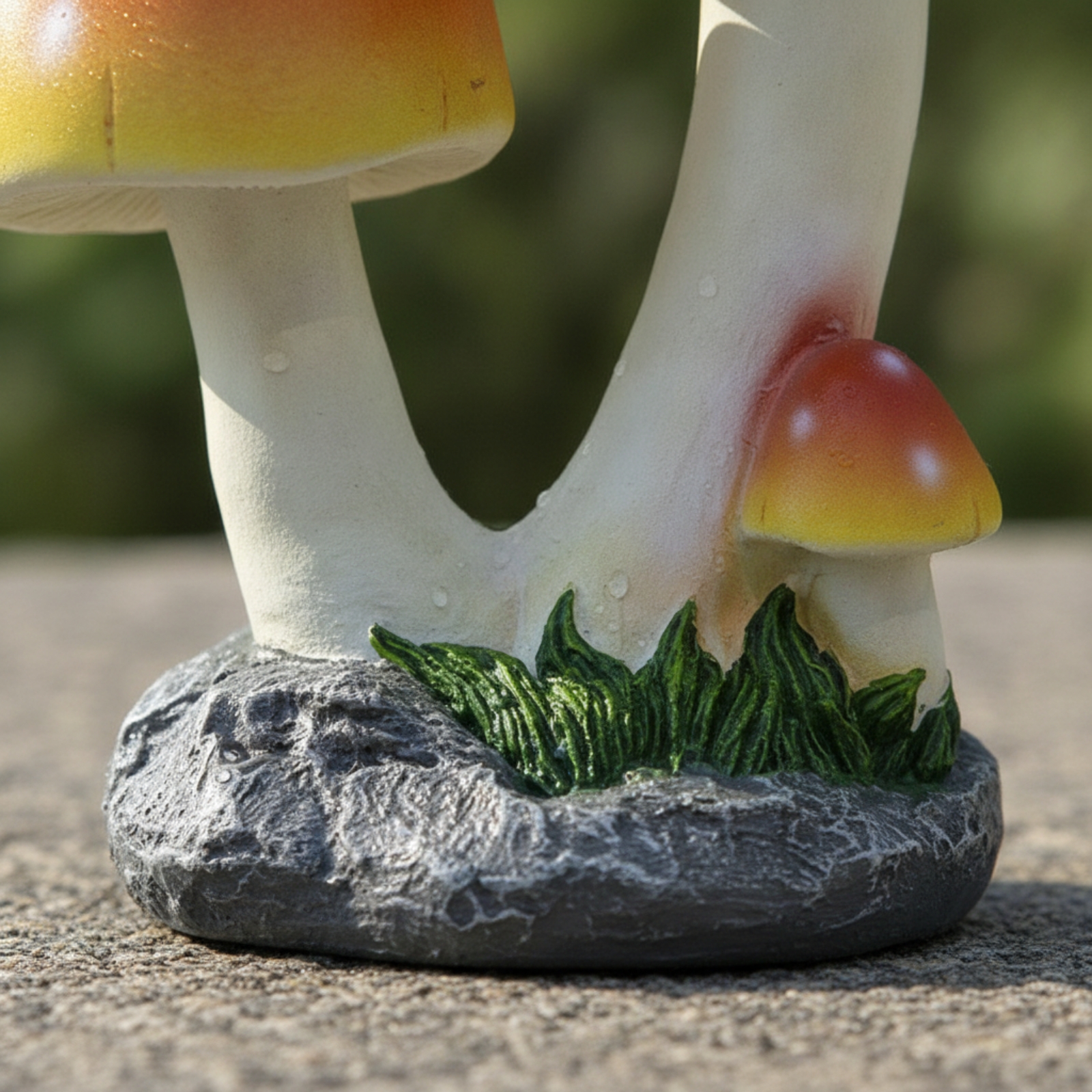 Pilz mit Steinoptik-Sockel Wetterfest Gartenfigur Realistisch für Hobbygärtner - Produktbild 7