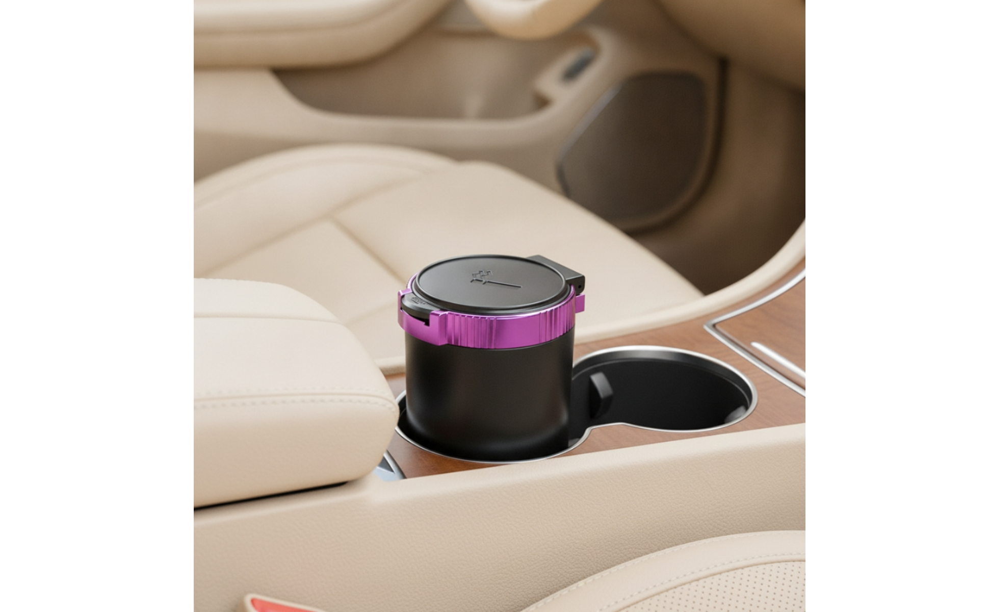 Car Ashtray with LED Light Fire-Resistant Car Ashtray with Lid Detachable