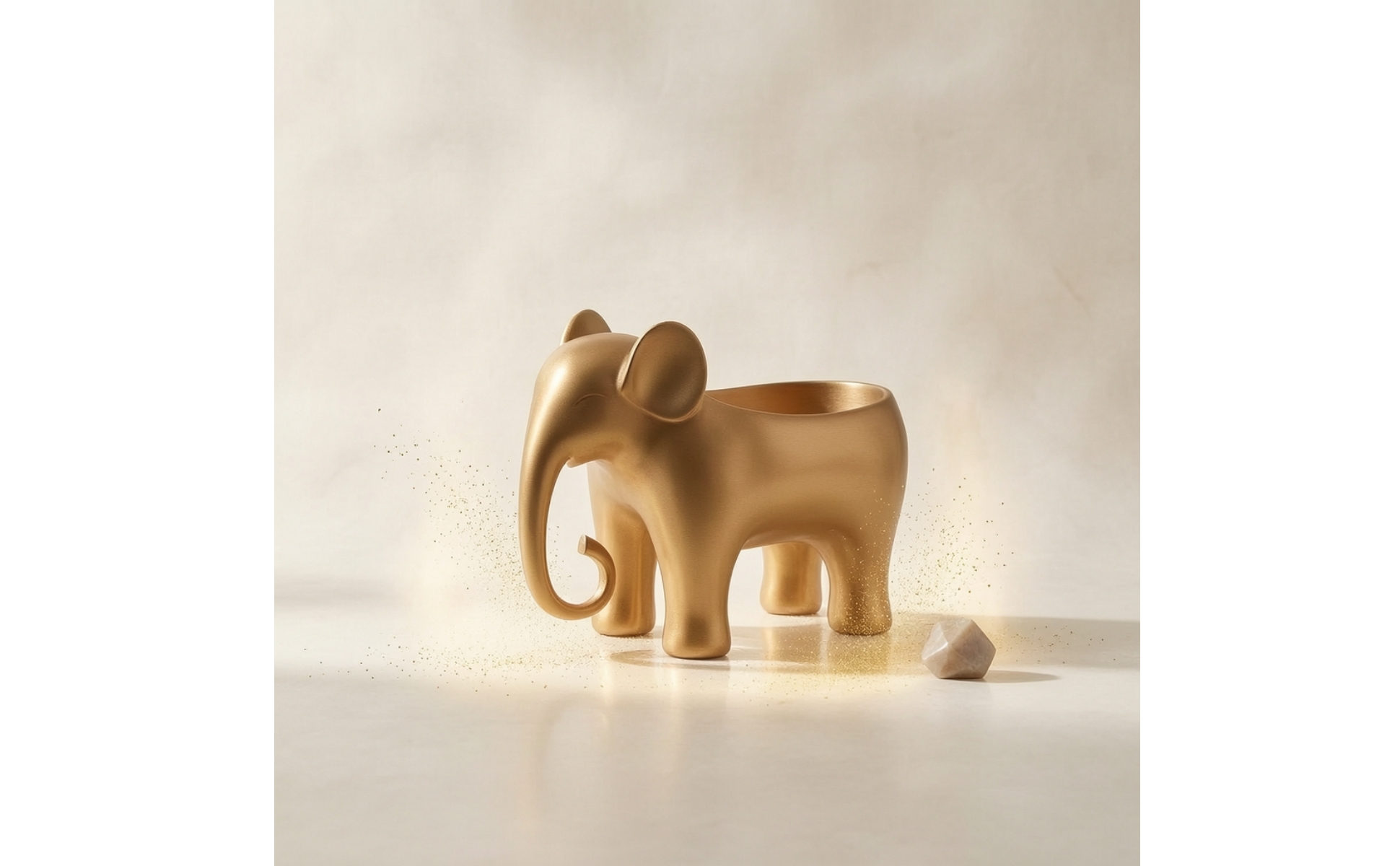 Elephant Storage Container Metal-Like Elephant Figurine with Storage Decorative