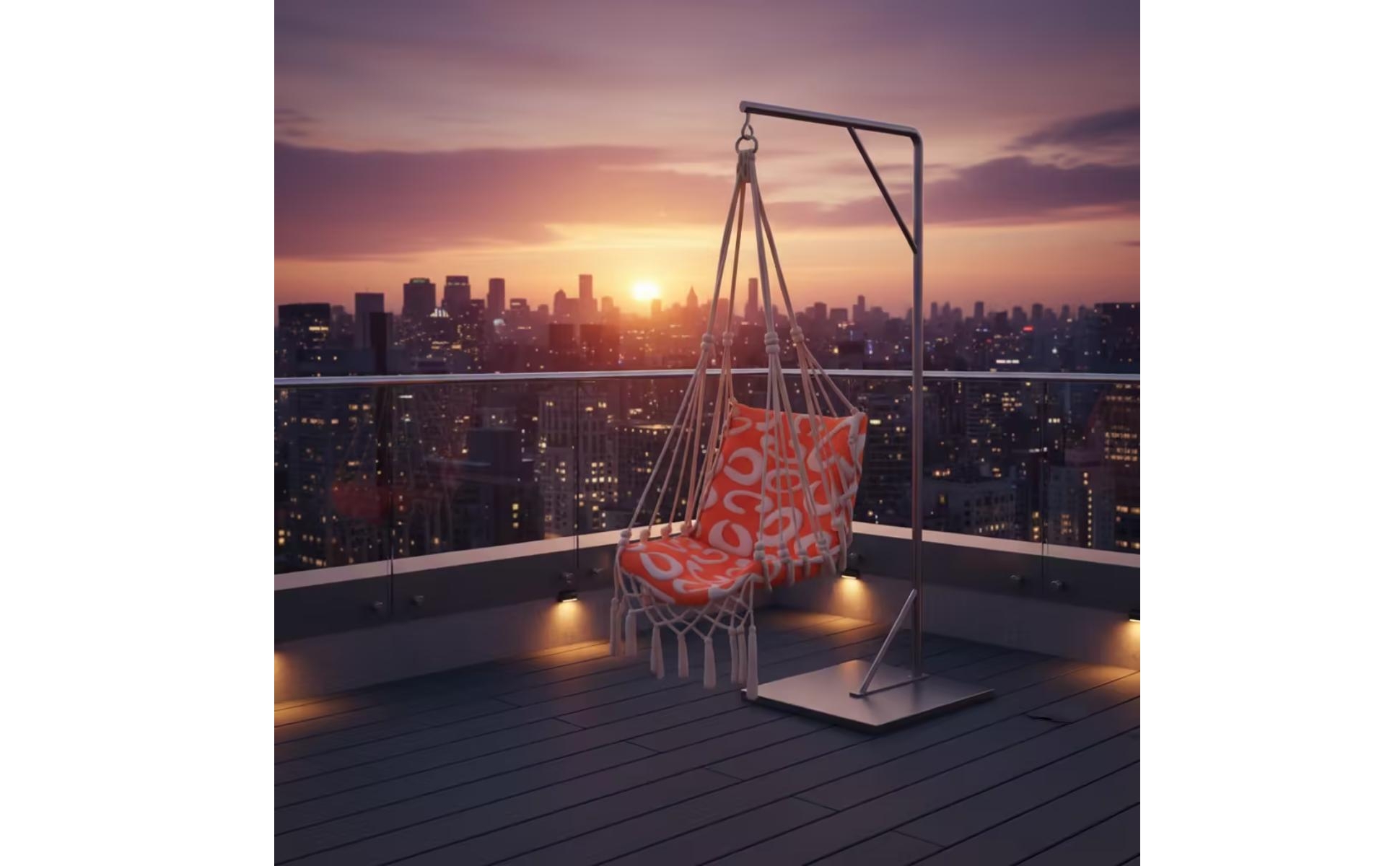 Hanging Swing Chair with Tassels Boho Swing Seat Chair Woven for Bedroom, Adults