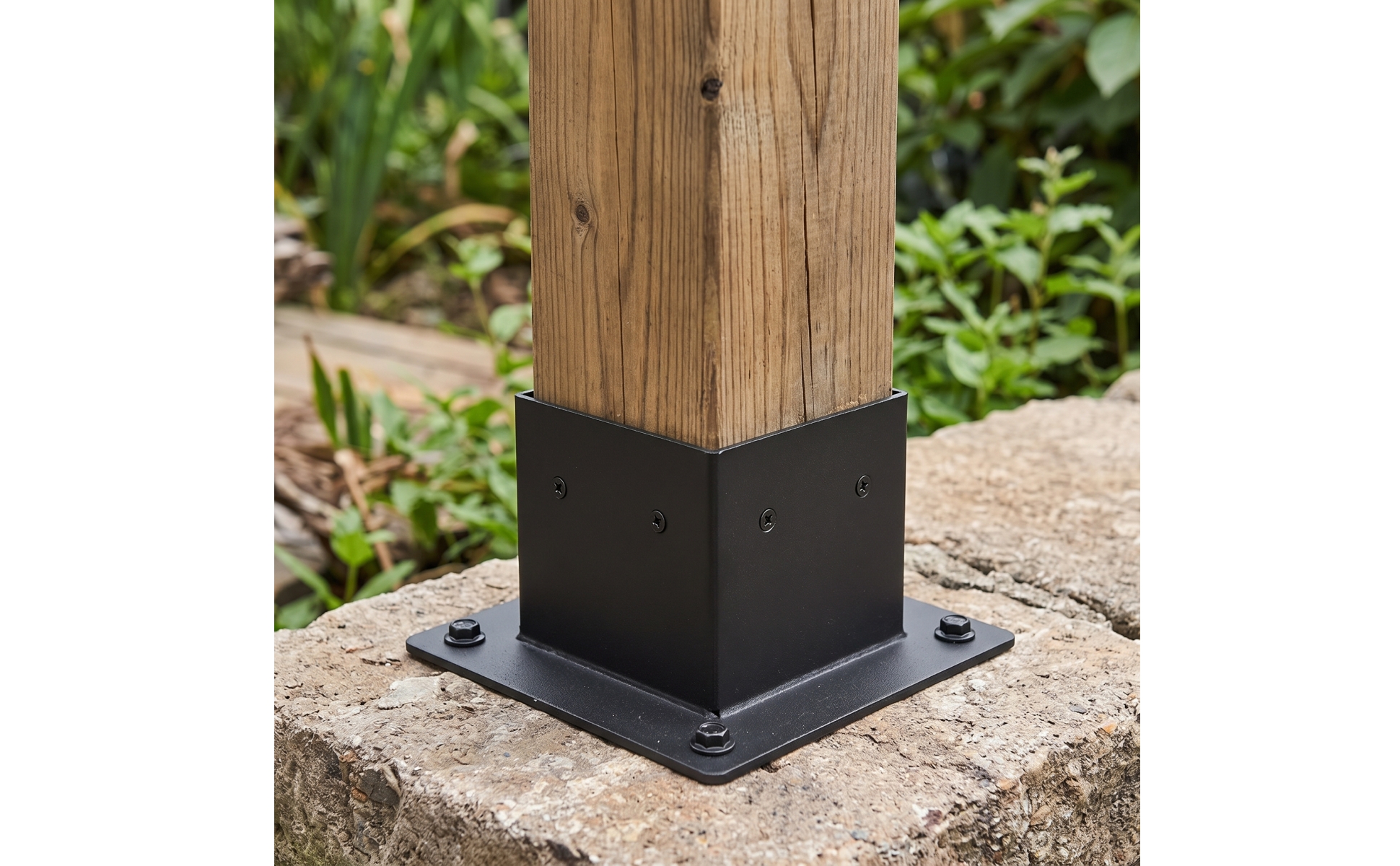 Post Base with Screws Matte Black Post Anchor Bracket Heavy-Duty for Builders