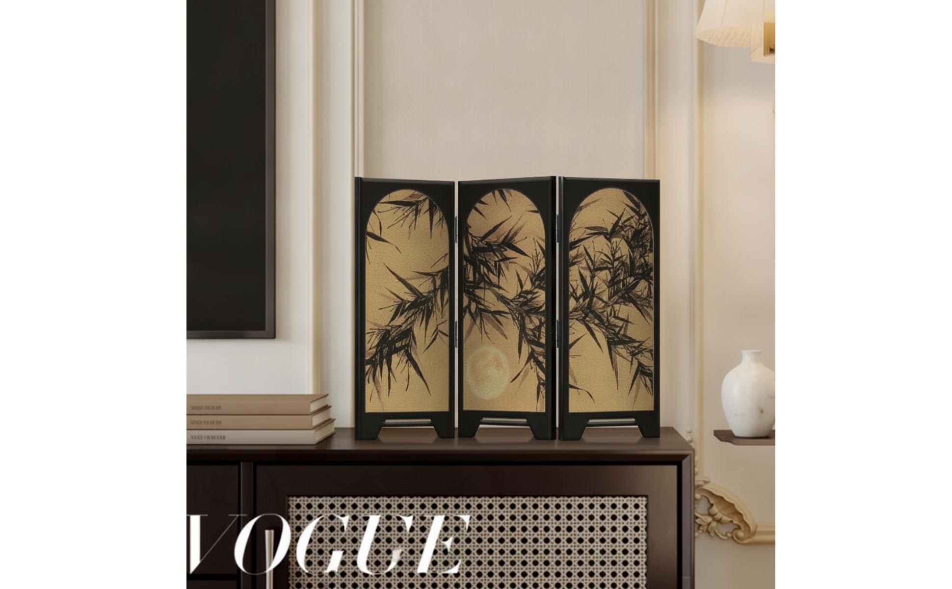 Tabletop Screen Ornament Arched Three-Panel Screen with Intended for Desk