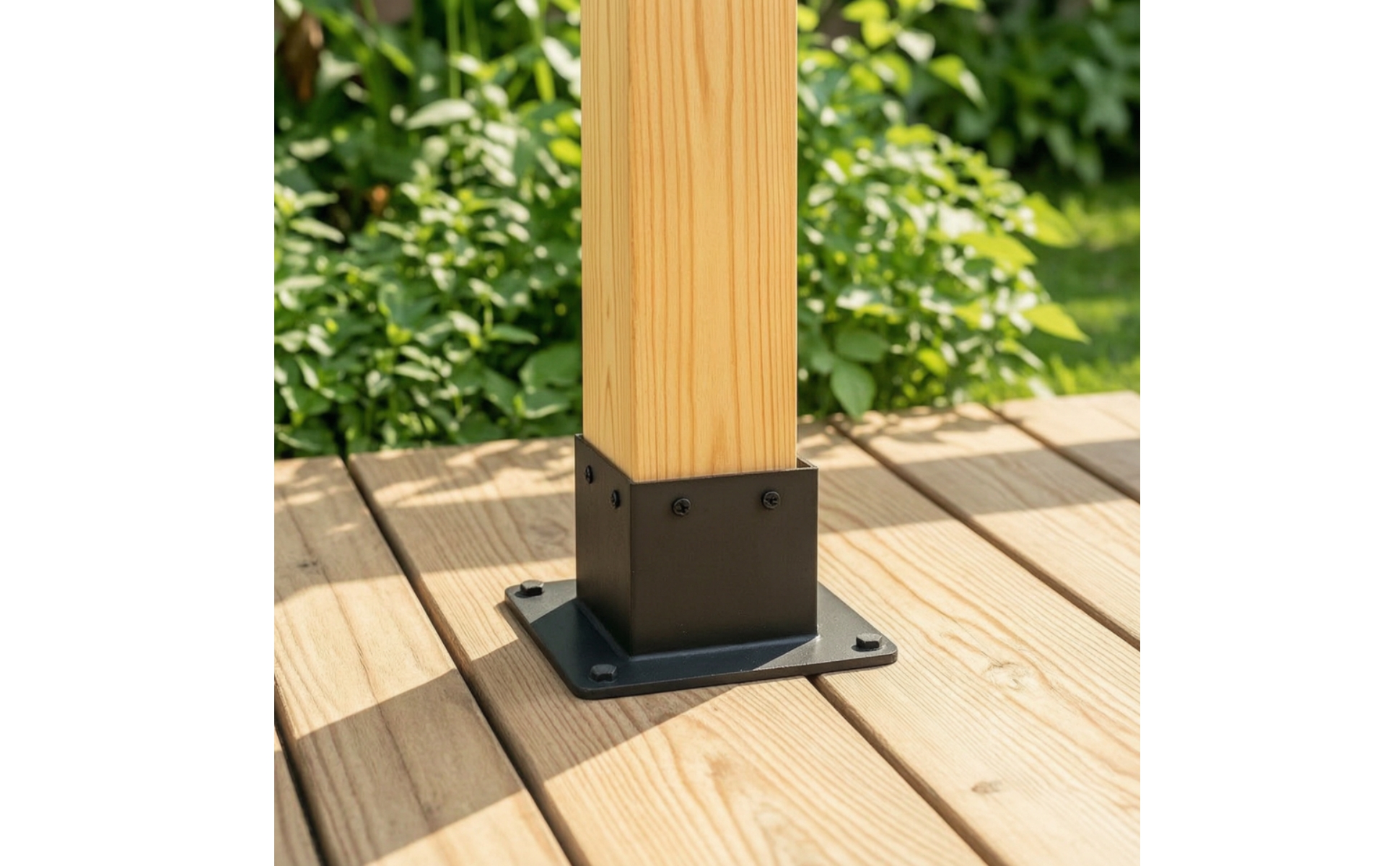 Post Base with Screws Matte Black Post Anchor Bracket Heavy-Duty for Builders