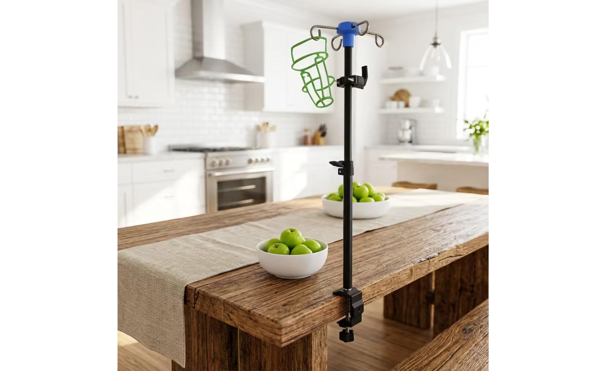 Bedside Intravenous Stand Adjustable Height IV Pole with Clamp Stainless Steel