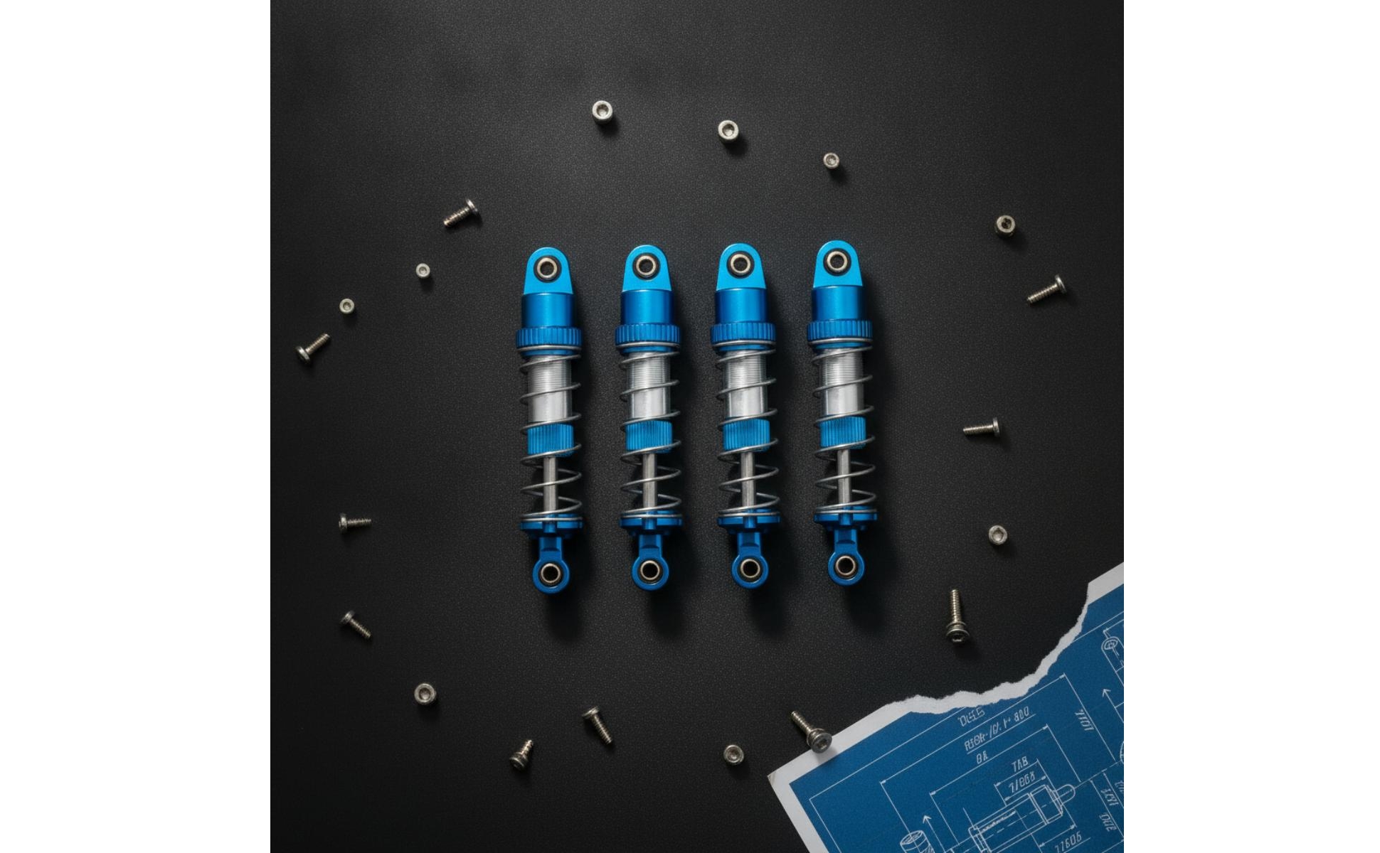 4 Pieces Metal Shock Absorber Aluminum Alloy RC Car Damper Upgrade