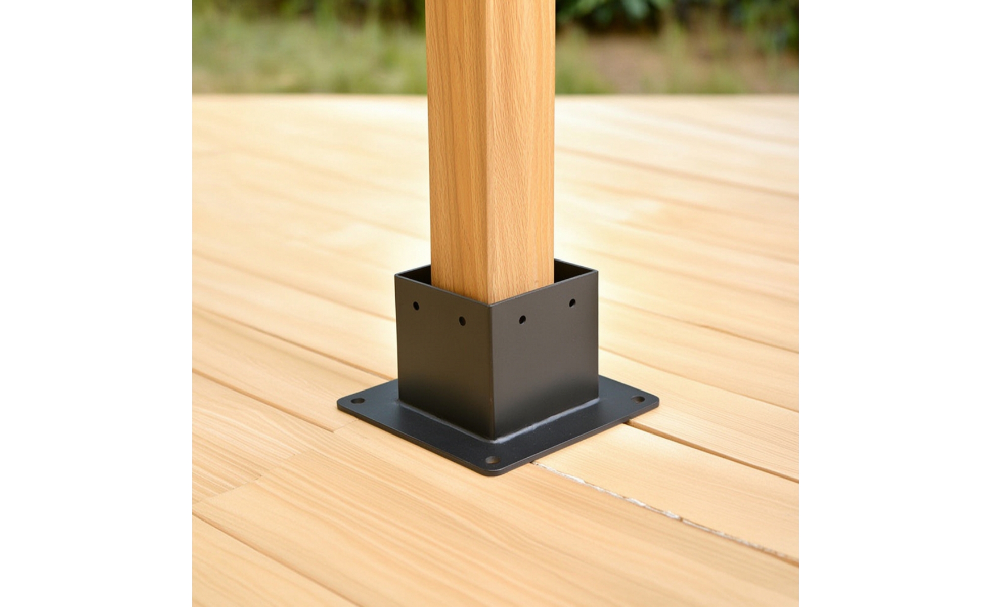 Post Base with Screws Matte Black Post Anchor Bracket Heavy-Duty for Builders