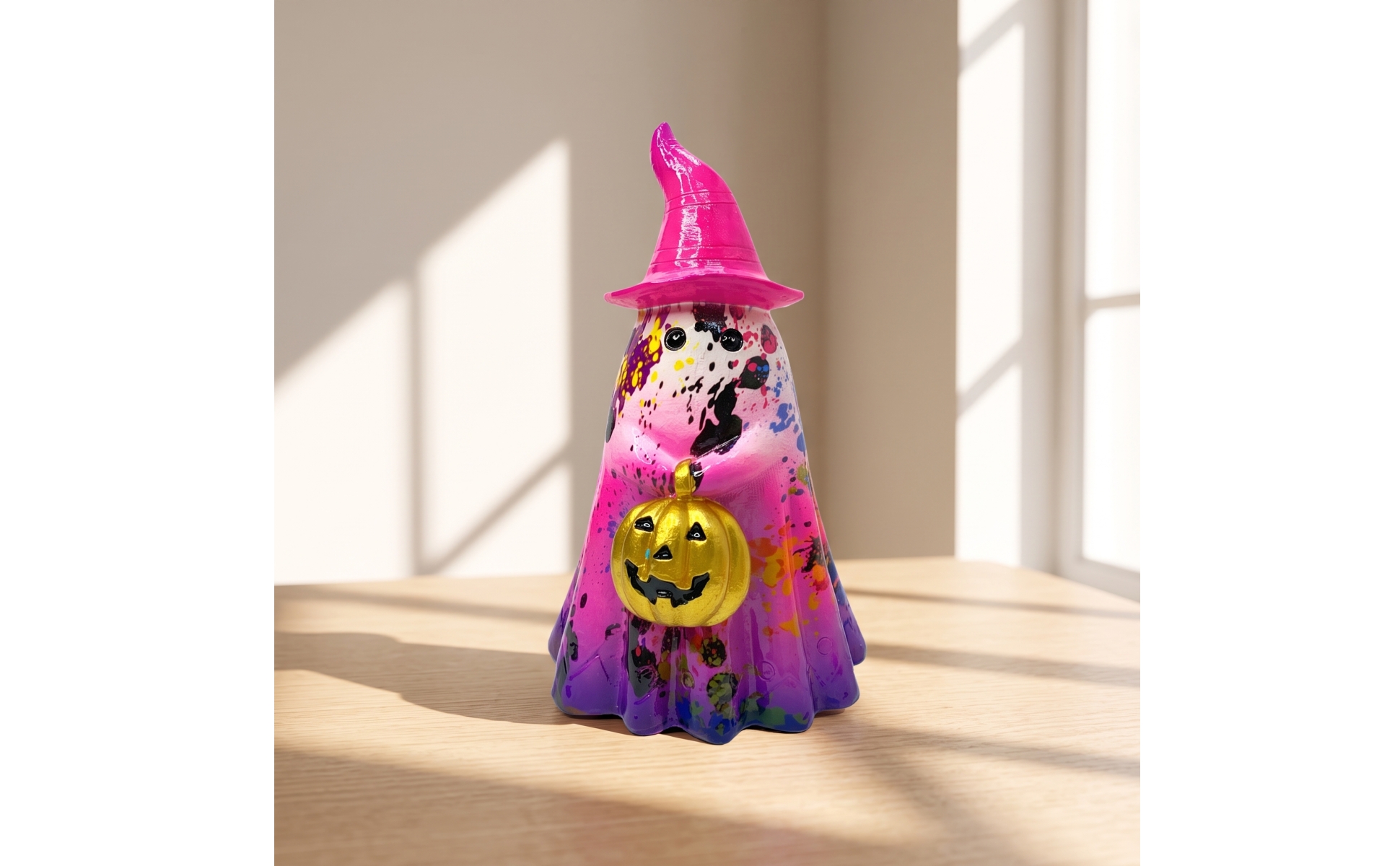 Ghost Figurine with Witch Hat Seasonal Ghost Figurine with Pumpkin Cute