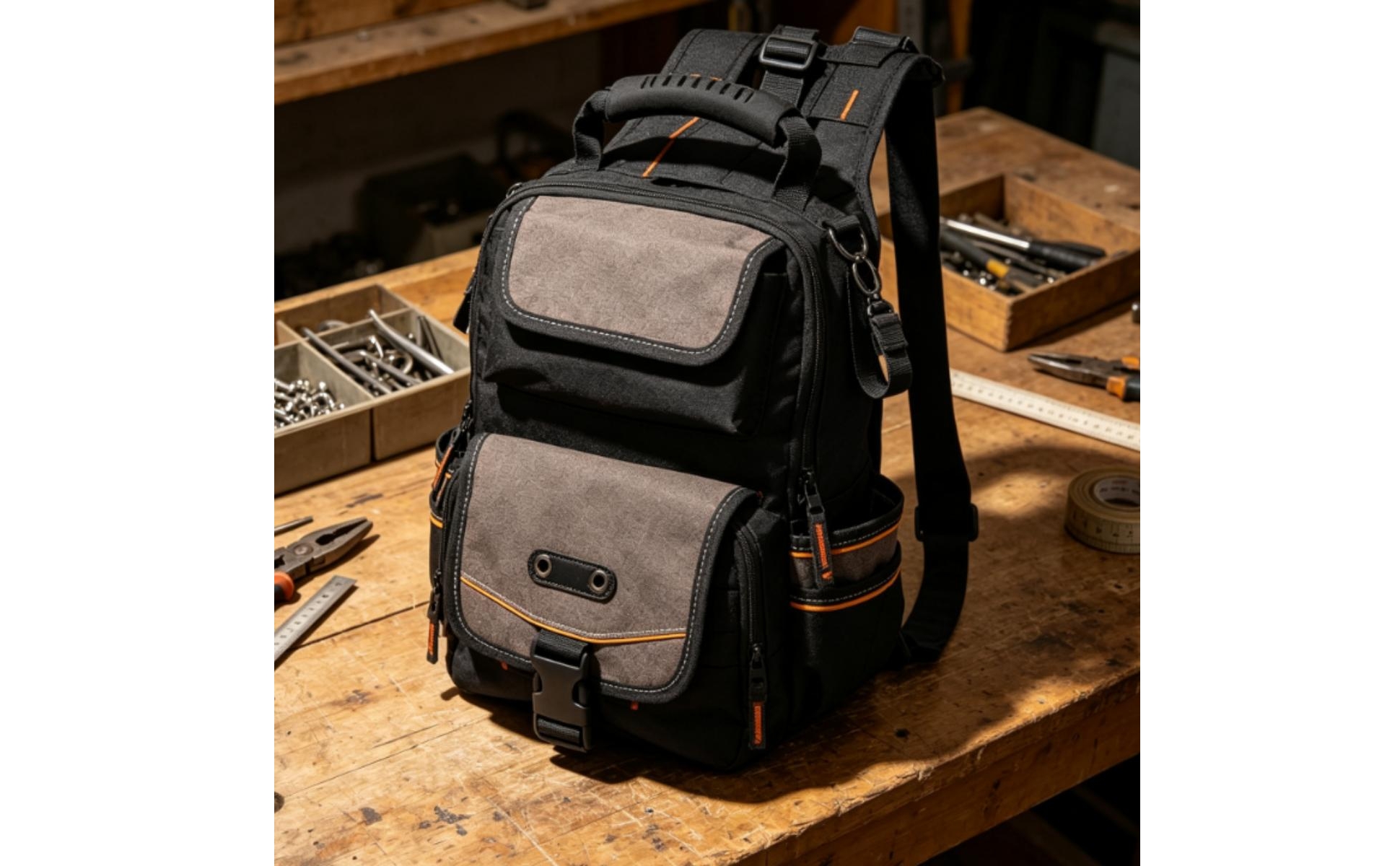 Multi-Pocket Tool Bag Compact Tool Bag with Shoulder Strap for Job Site, DIYers