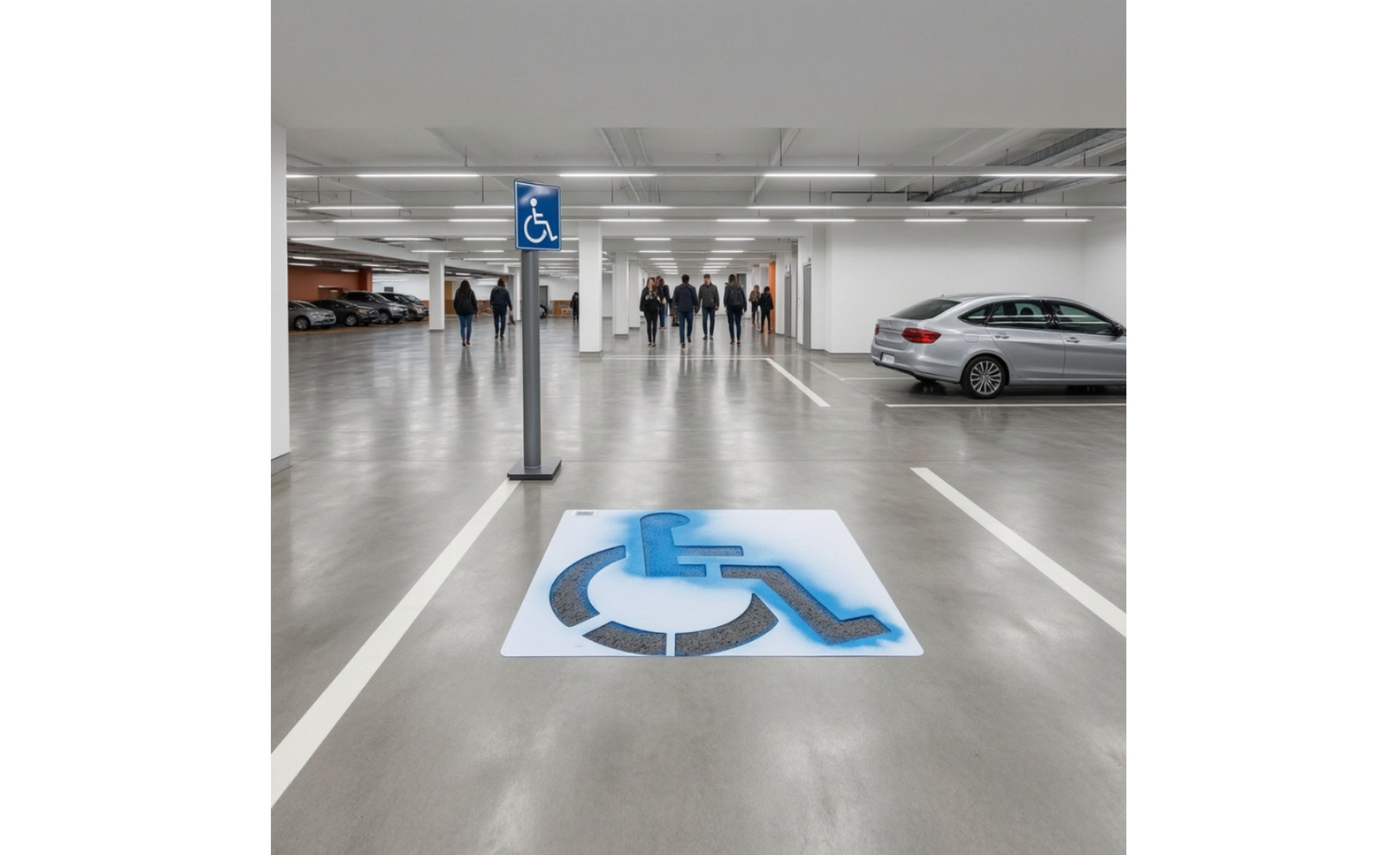 Parking Lot Stencil with Wheelchair Symbol Reusable for Concrete, Contractors