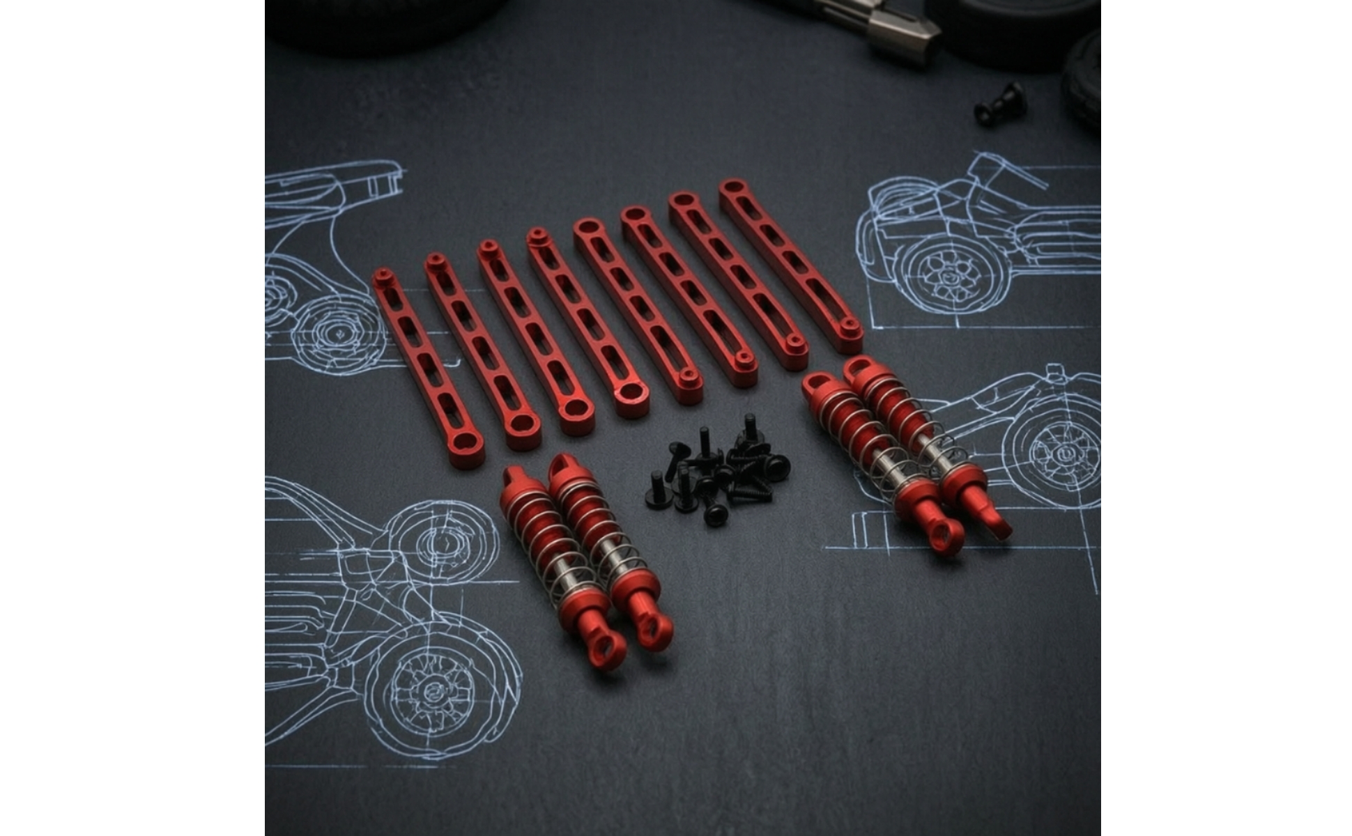 Tie Rods with Shock Absorbers Aluminum Tie Rod Kit Metal for RC Car Owners