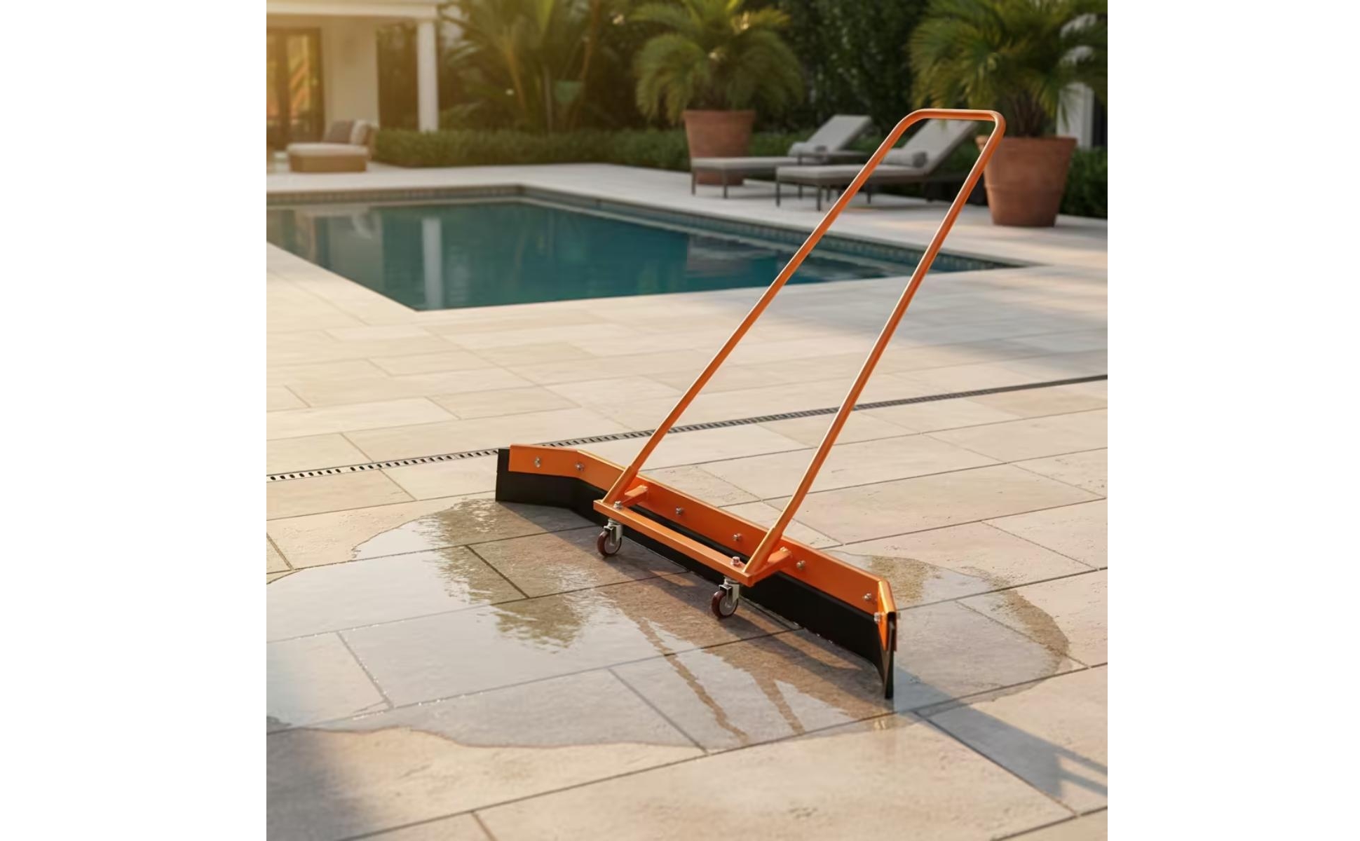 Water with Wheels Wide-Blade Rolling Floor Squeegee Heavy-Duty