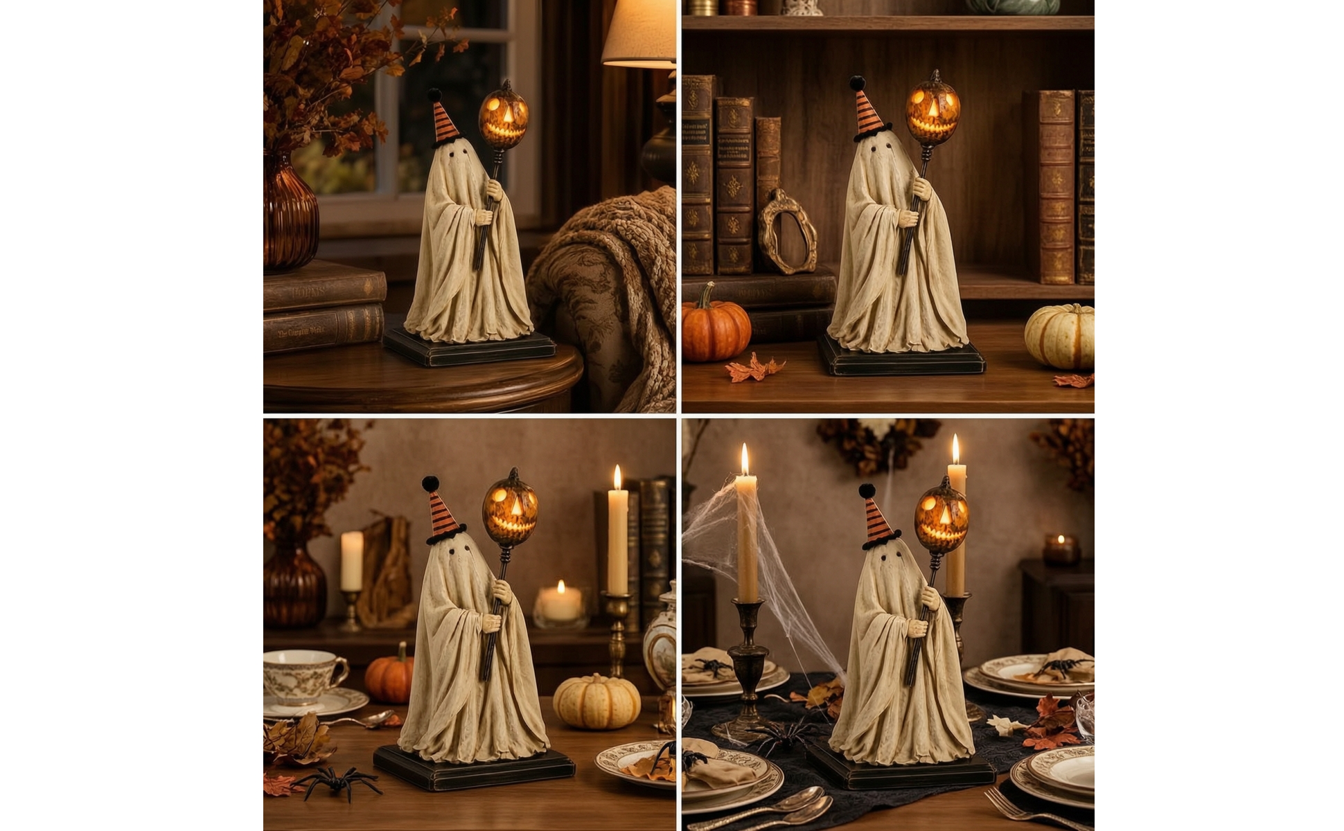 Ghost Figurine with Cane Vintage-Style Ghost Figurine Light-up for Collectors