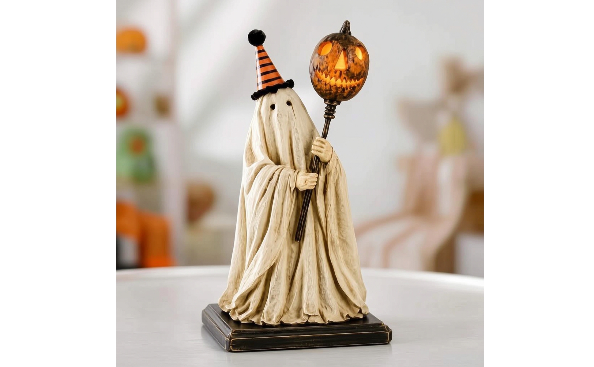 Ghost Figurine with Cane Vintage-Style Ghost Figurine Light-up for Collectors