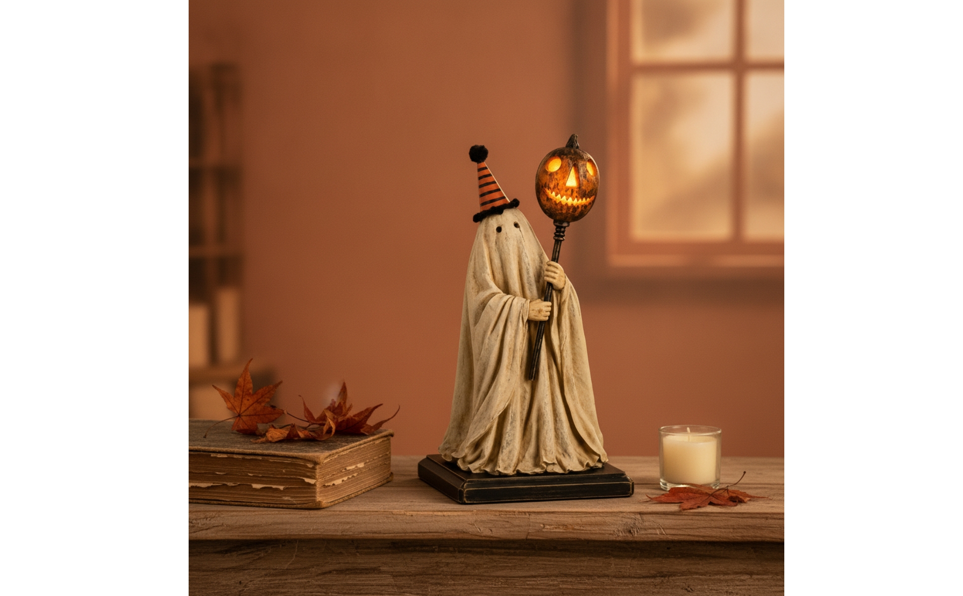 Ghost Figurine with Cane Vintage-Style Ghost Figurine Light-up for Collectors