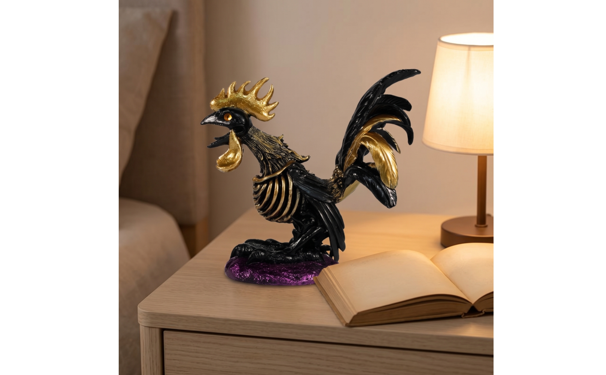 Skeleton Ave Halloween Ave Statue with Ribcage Gothic for Bookshelf