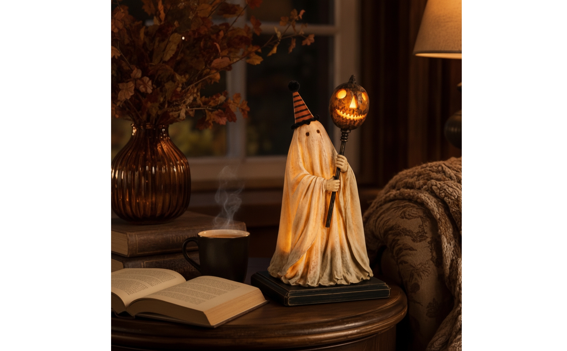 Ghost Figurine with Cane Vintage-Style Ghost Figurine Light-up for Collectors