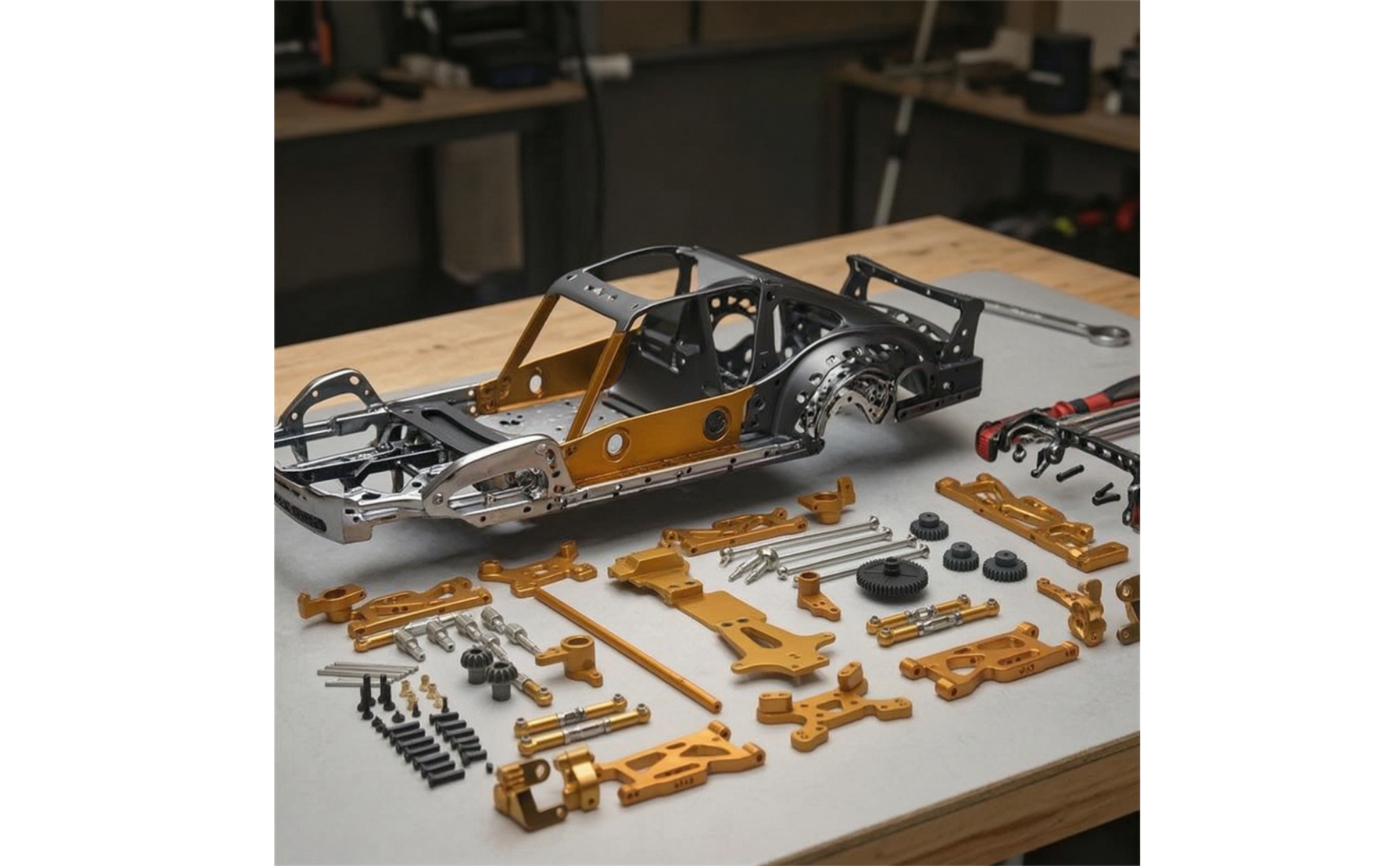 17 Pezzi Kit di Aggiornamento in Metallo Lavorato a CNC per Modellisti