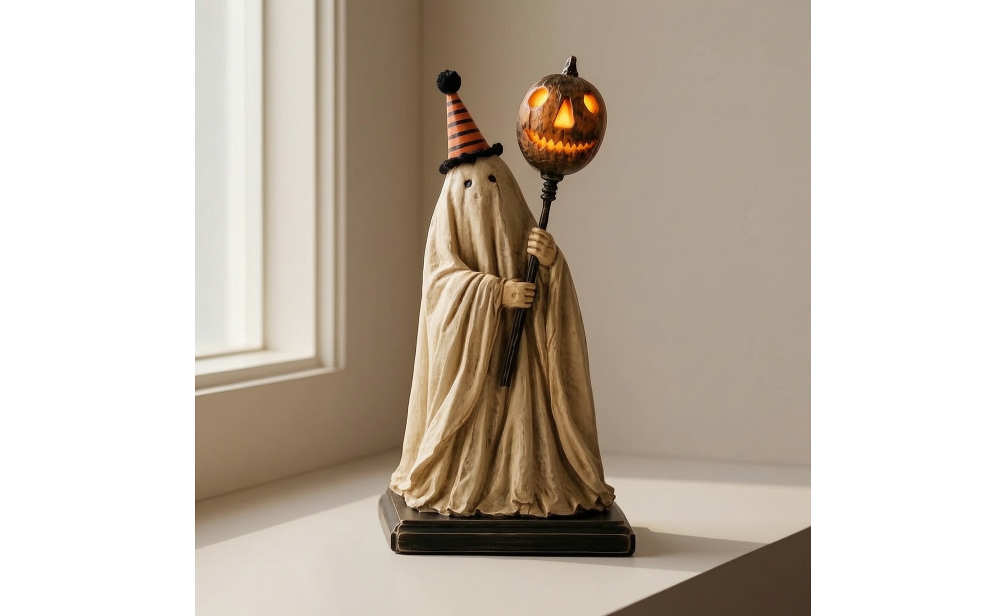 Ghost Figurine with Cane Vintage-Style Ghost Figurine Light-up for Collectors