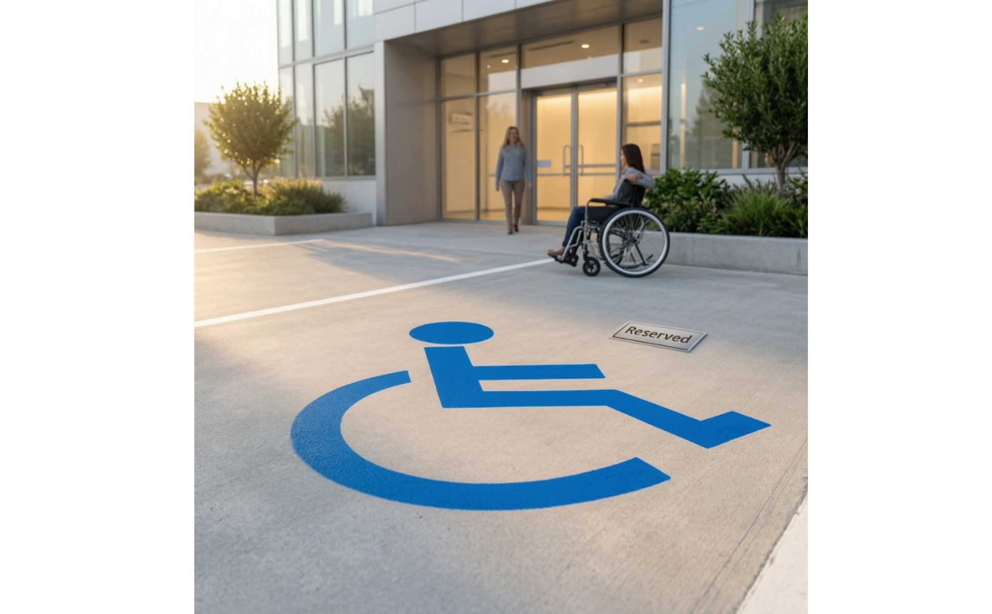Parking Lot Stencil with Wheelchair Symbol Reusable for Concrete, Contractors