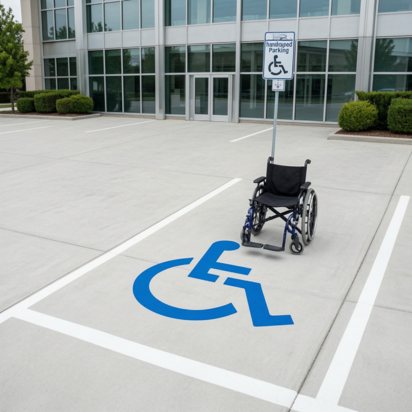 Parking Lot Stencil with Wheelchair Symbol Flexible for Concrete - Produktbild 1